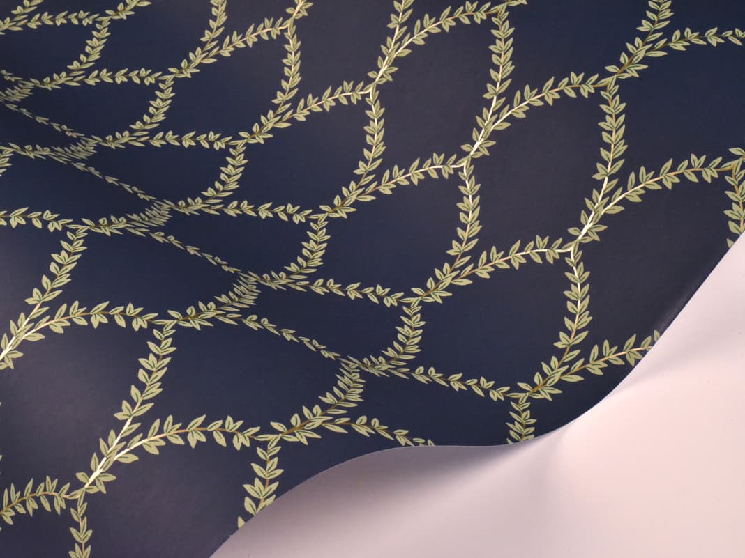 York Wallcoverings Navy Laurel Wallpaper