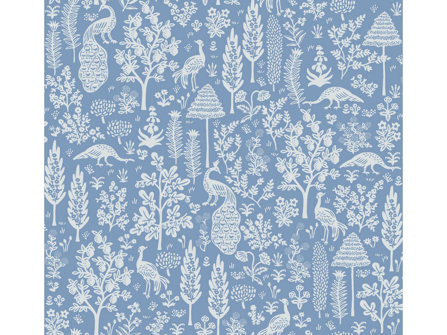 York Wallcoverings Rifle Paper Co. Second Edition Light Blue Menagerie Toile Wallpaper
