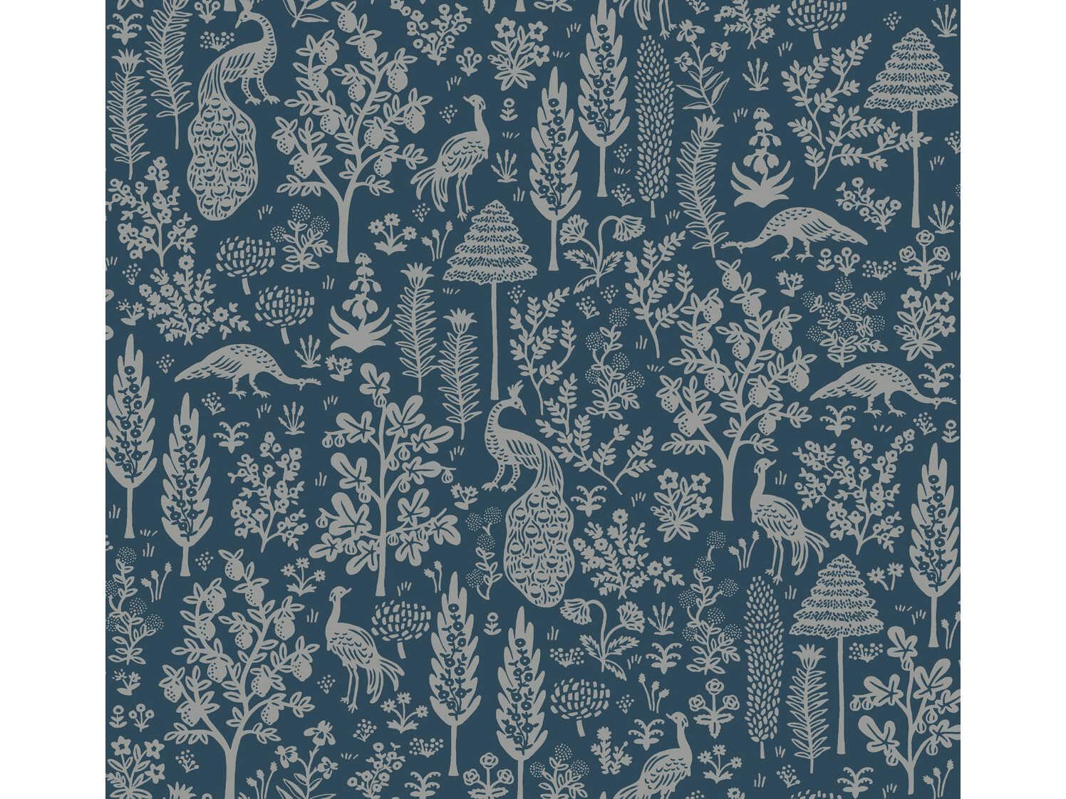 York Wallcoverings Rifle Paper Co. Second Edition Dark Blue Menagerie Toile Wallpaper