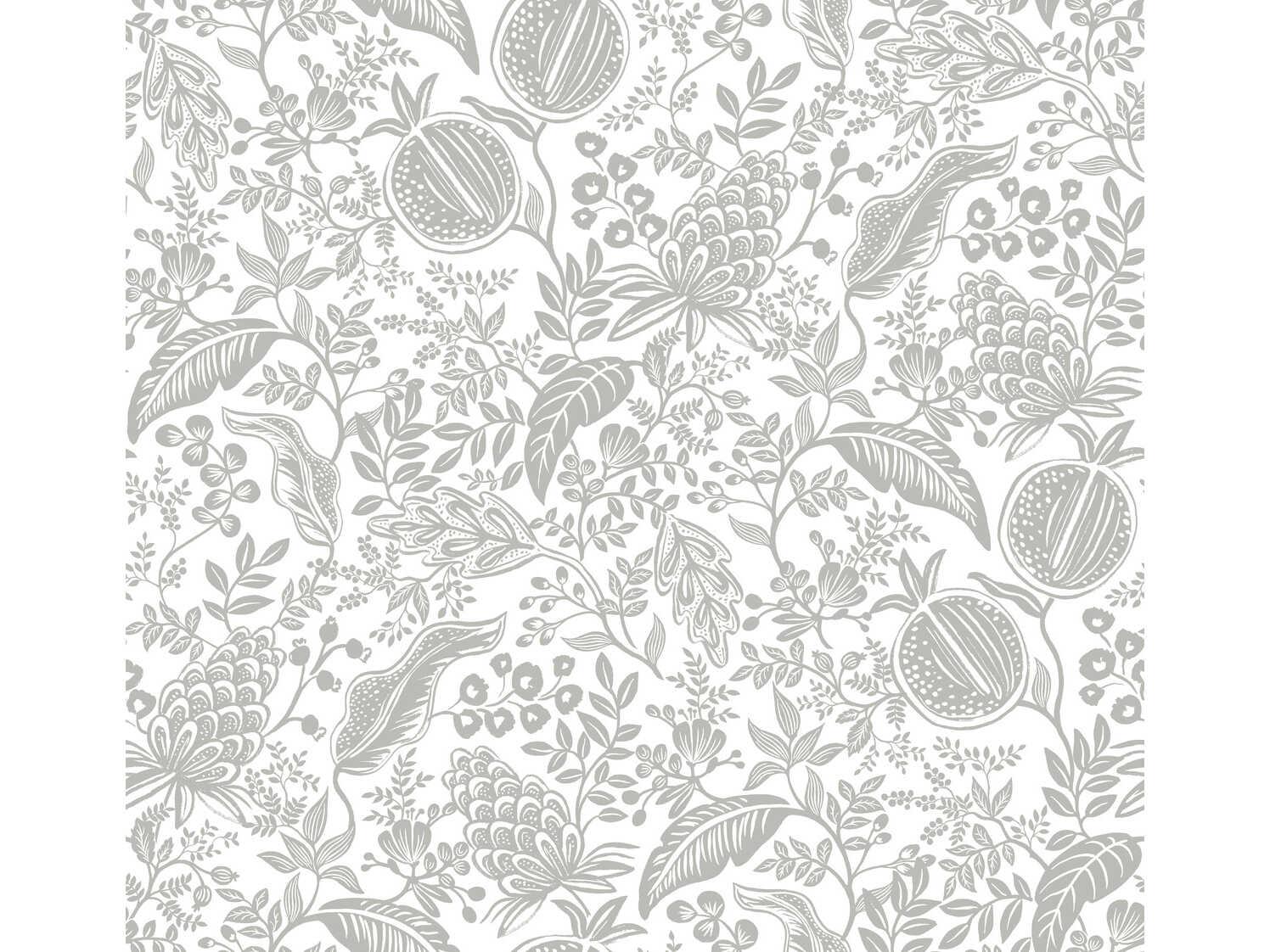 York Wallcoverings Rifle Paper Co. Second Edition White Black Pomegranate Wallpaper