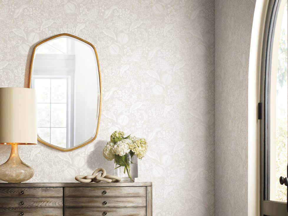 York Wallcoverings Rifle Paper Co. Second Edition Beige Pomegranate Wallpaper