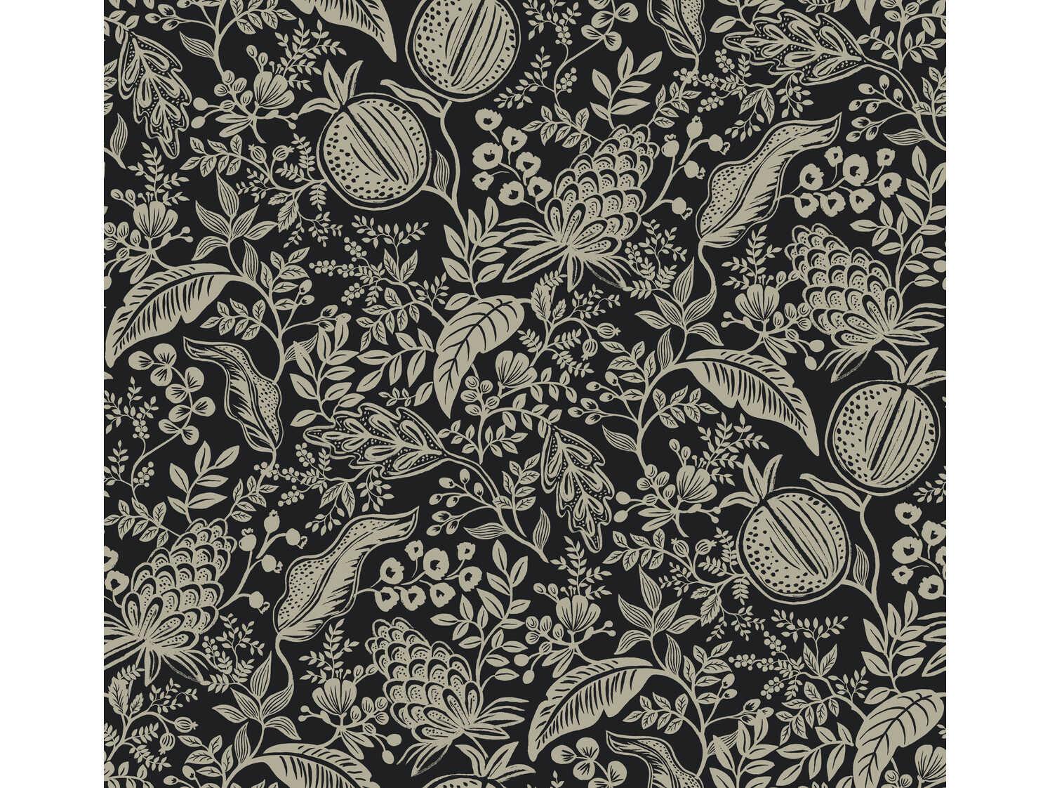 York Wallcoverings Rifle Paper Co. Second Edition Black Pomegranate Wallpaper