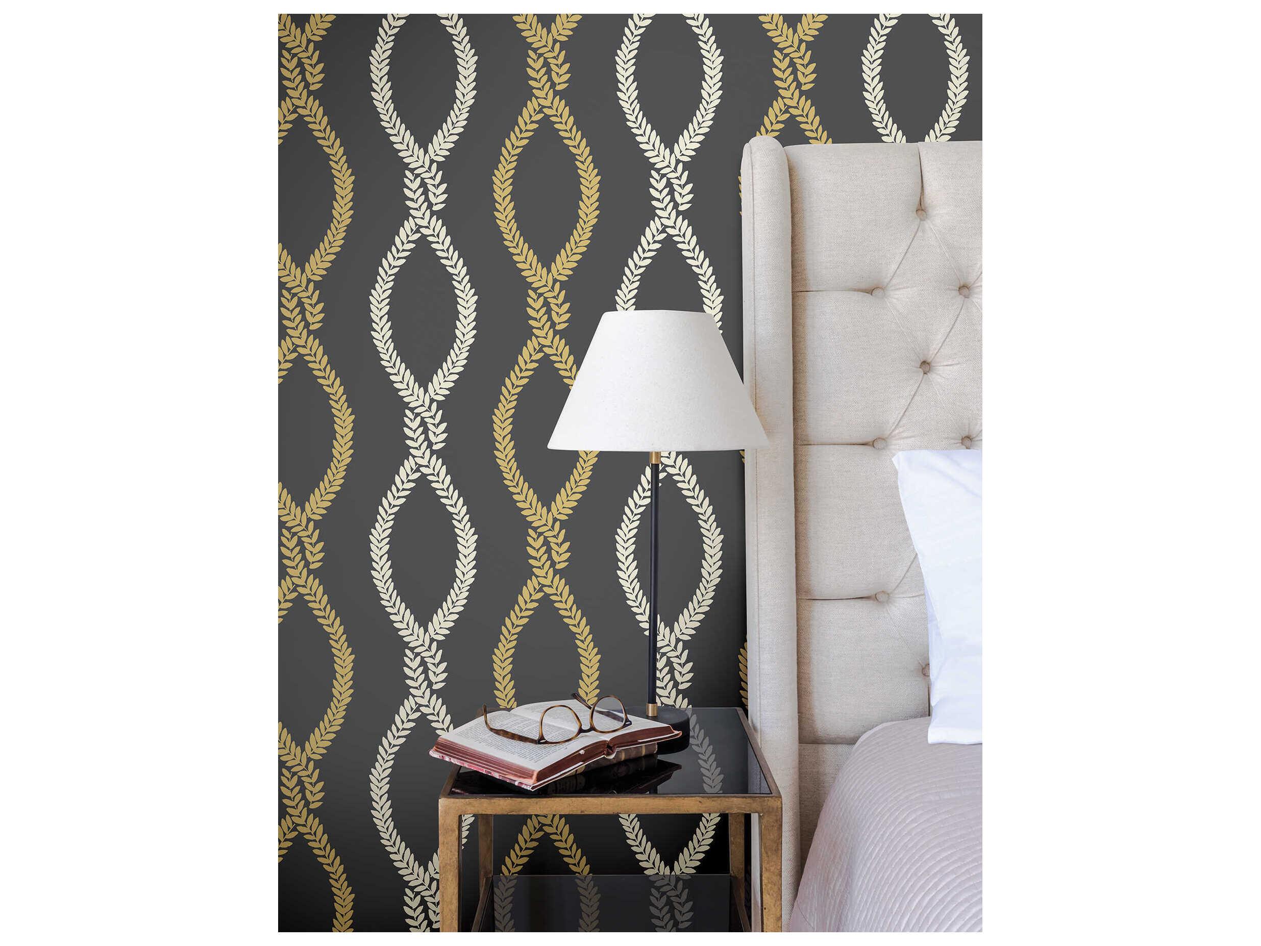 York Wallcoverings Antonina Vella Black Trellis Wallpaper