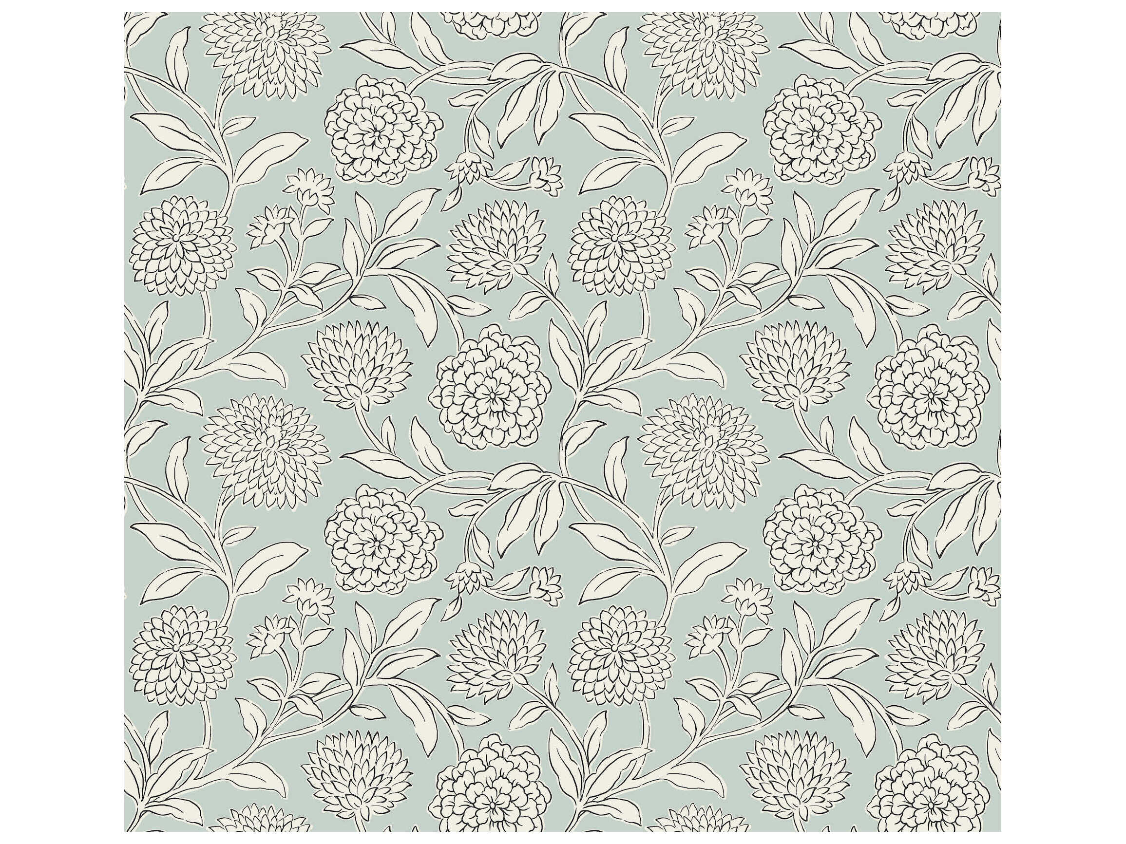 York Wallcoverings Antonina Vella Garden Sky Blue Floral Trail Wallpaper