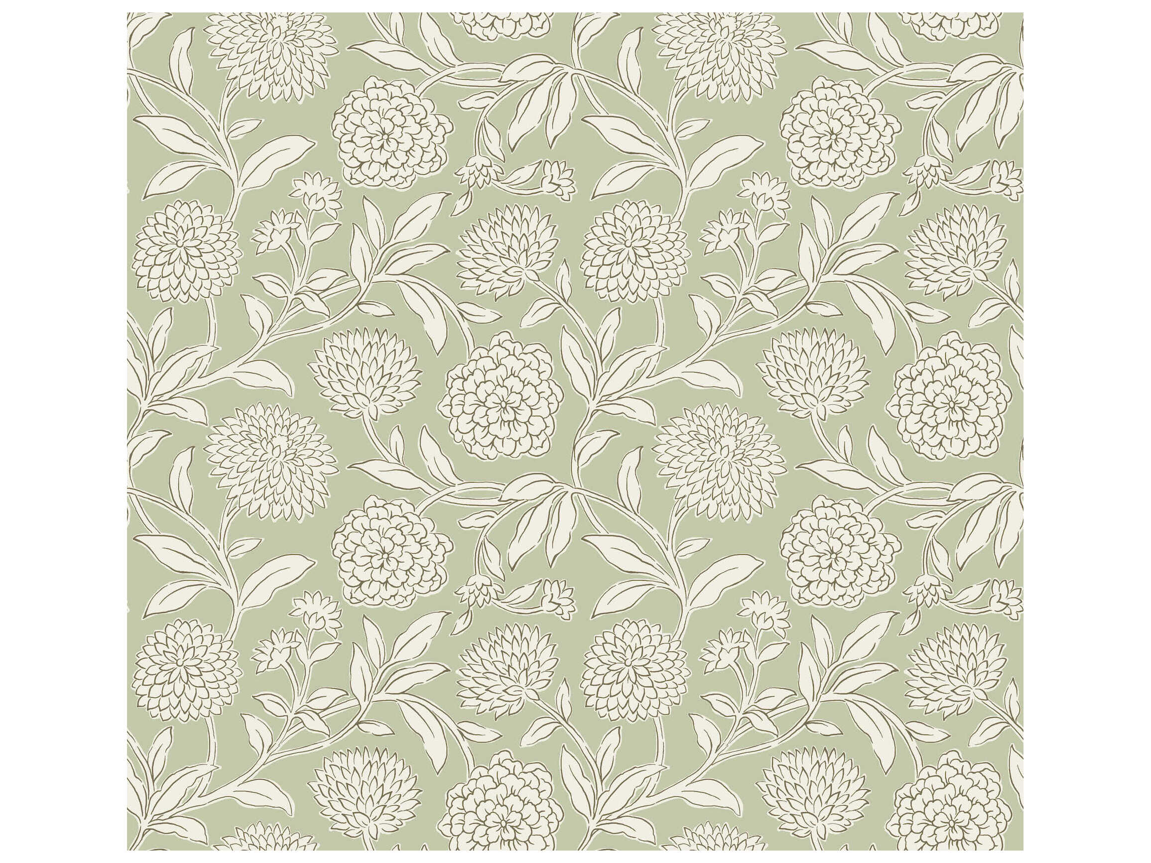 York Wallcoverings Antonina Vella Garden Light Green Floral Trail Wallpaper