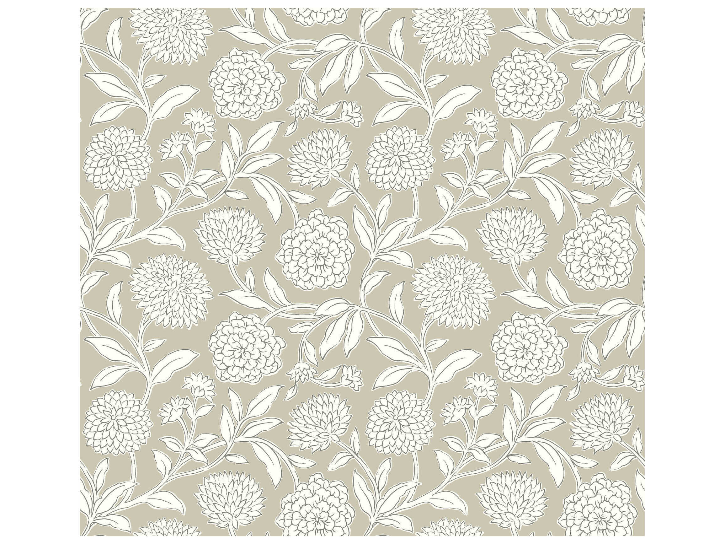 York Wallcoverings Antonina Vella Garden Taupe Floral Trail Wallpaper
