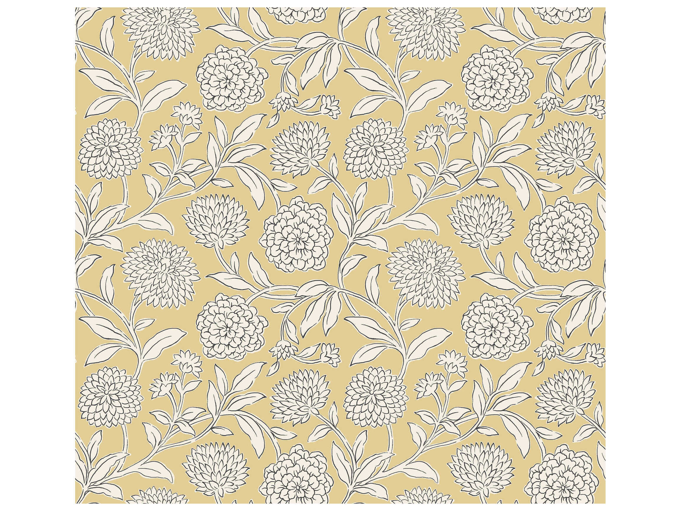 York Wallcoverings Antonina Vella Garden Butter Floral Trail Wallpaper