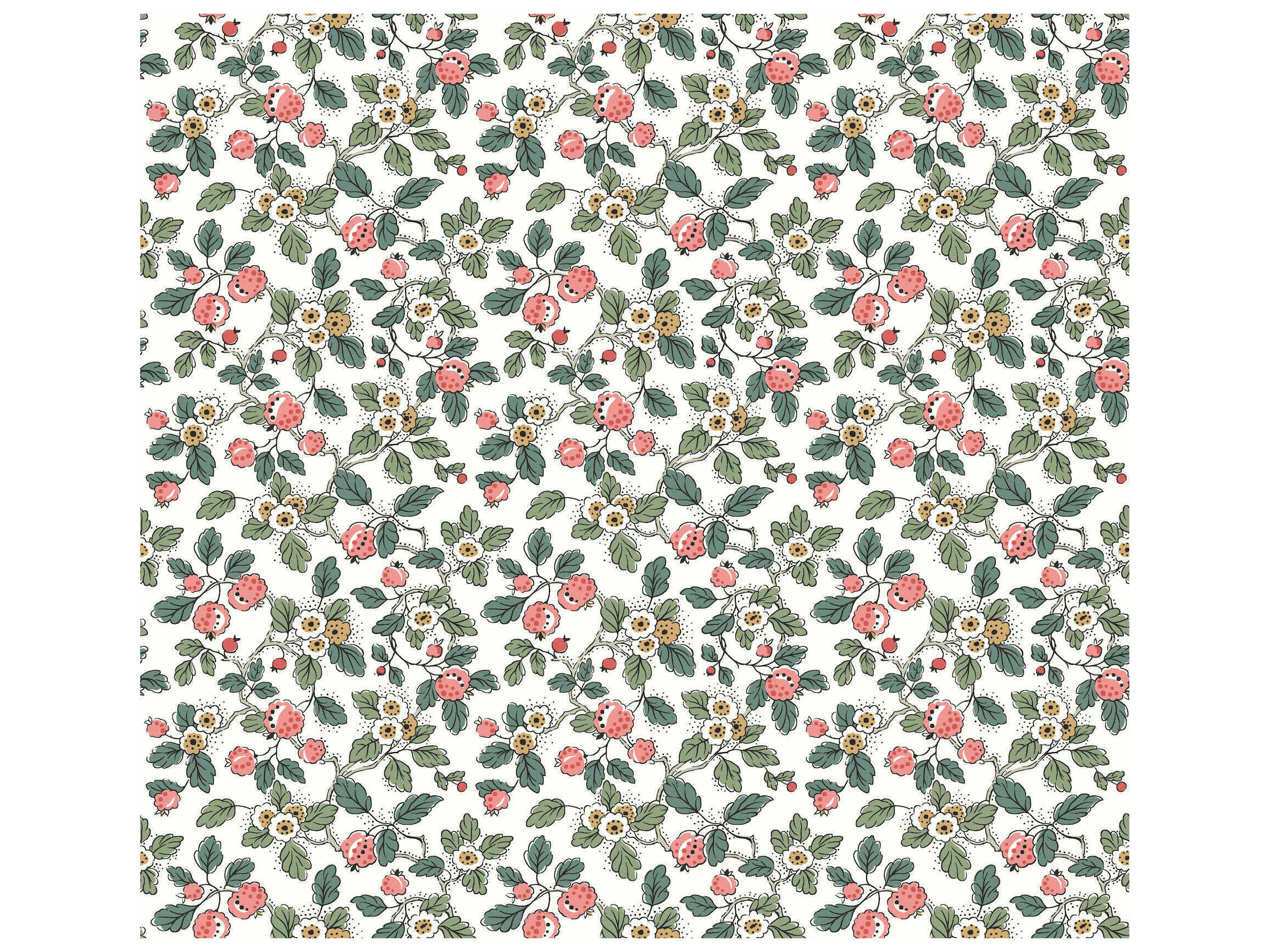 York Wallcoverings Antonina Vella Pink Berry Vines Wallpaper