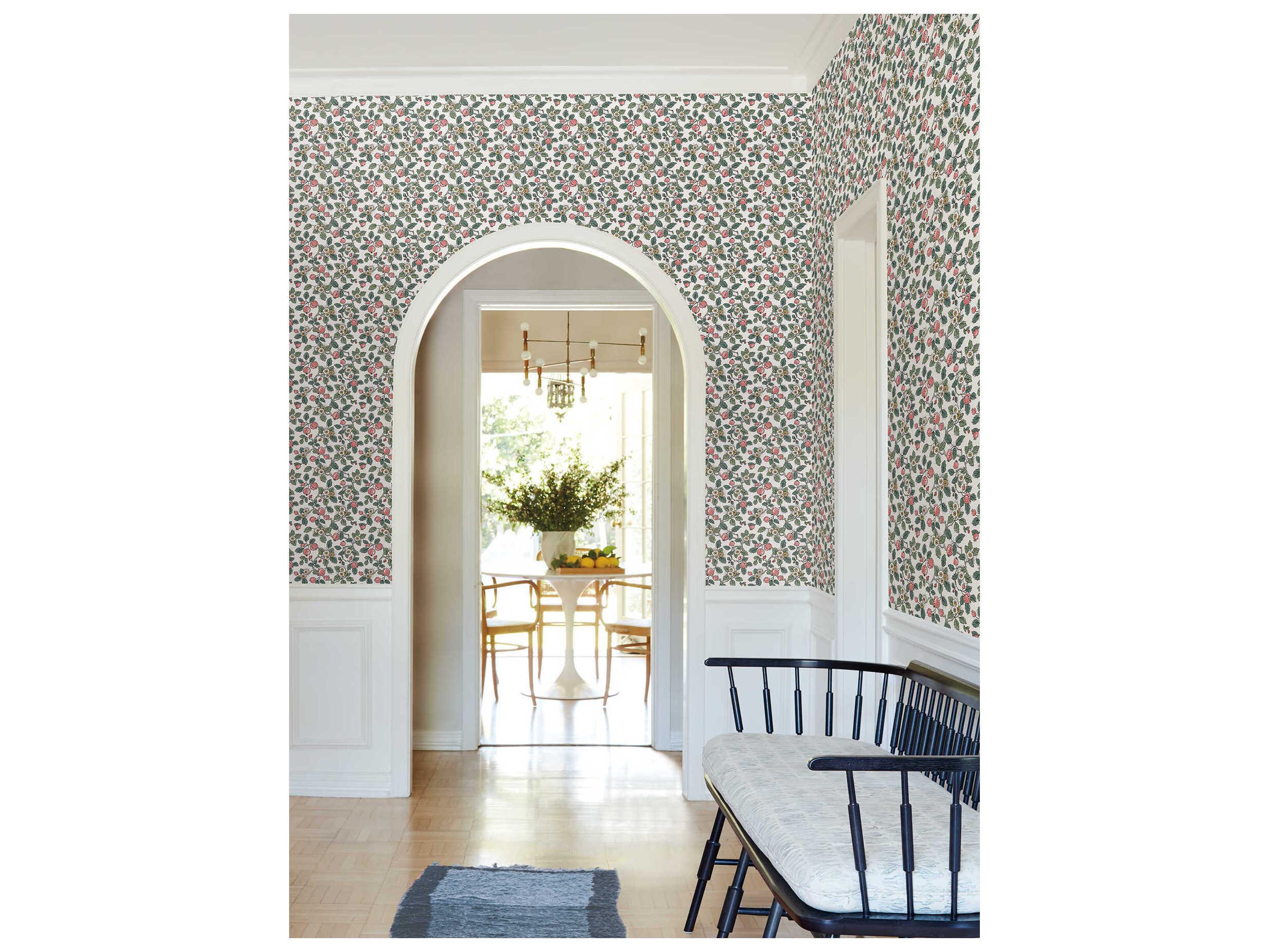 York Wallcoverings Antonina Vella Pink Berry Vines Wallpaper