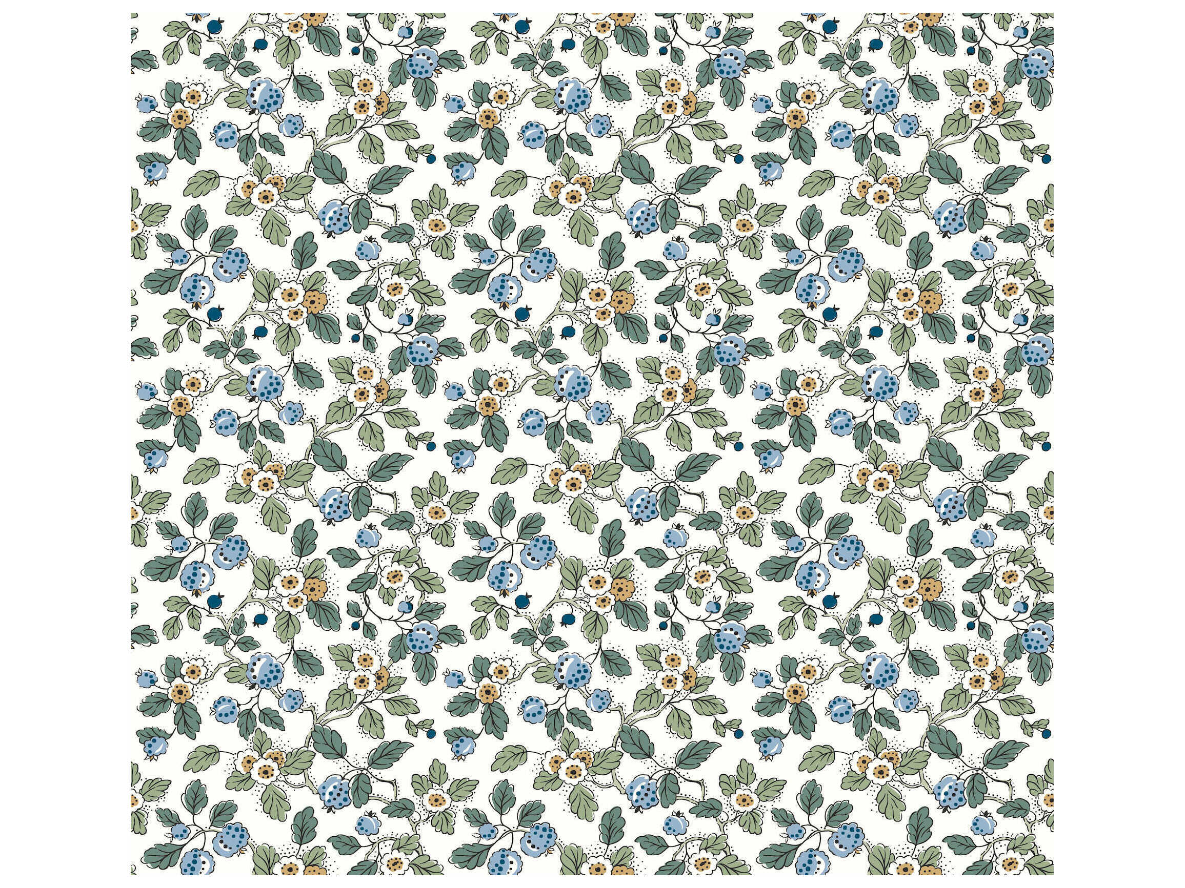 York Wallcoverings Antonina Vella Blue Berry Vines Wallpaper