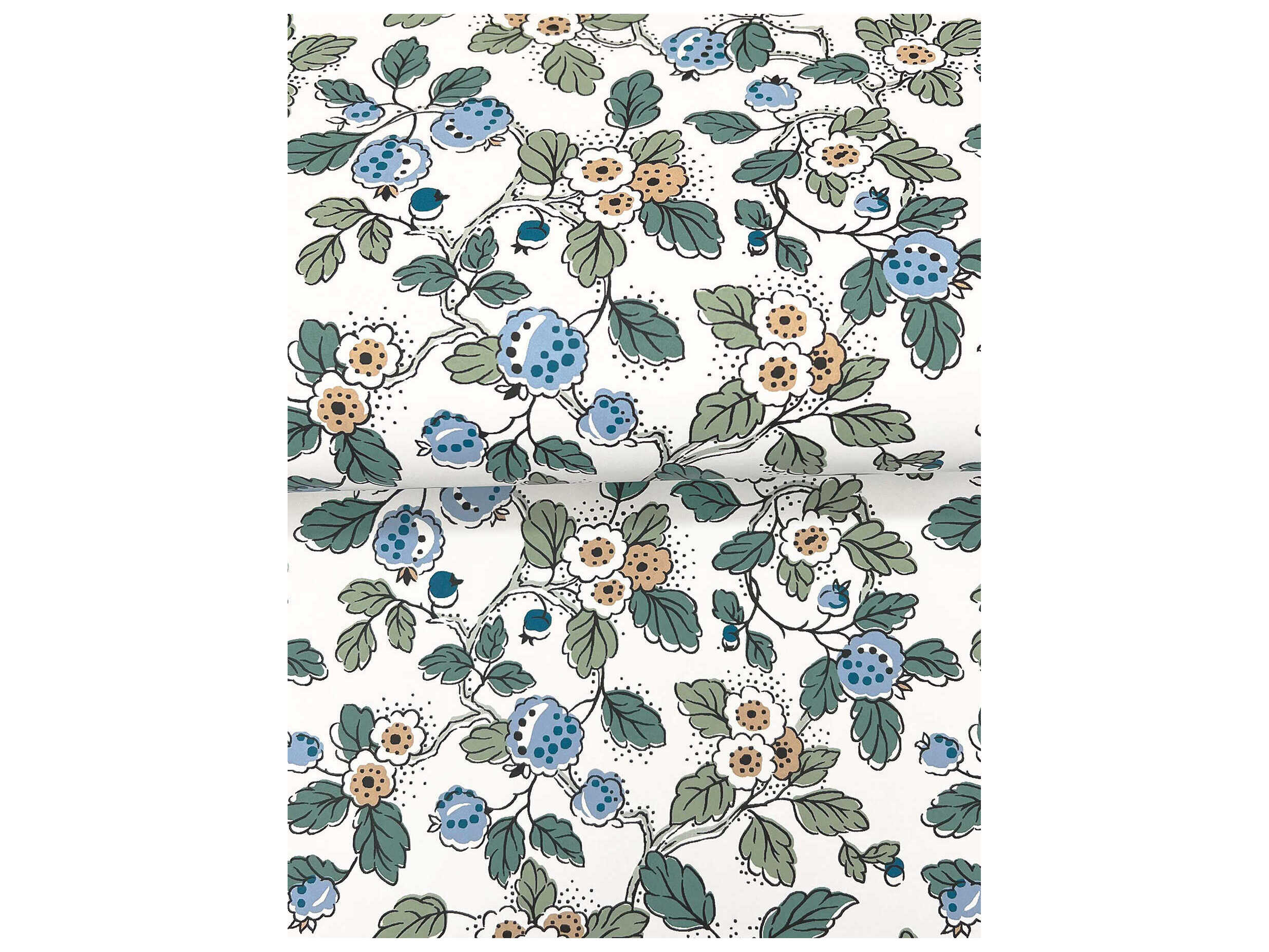 York Wallcoverings Antonina Vella Blue Berry Vines Wallpaper