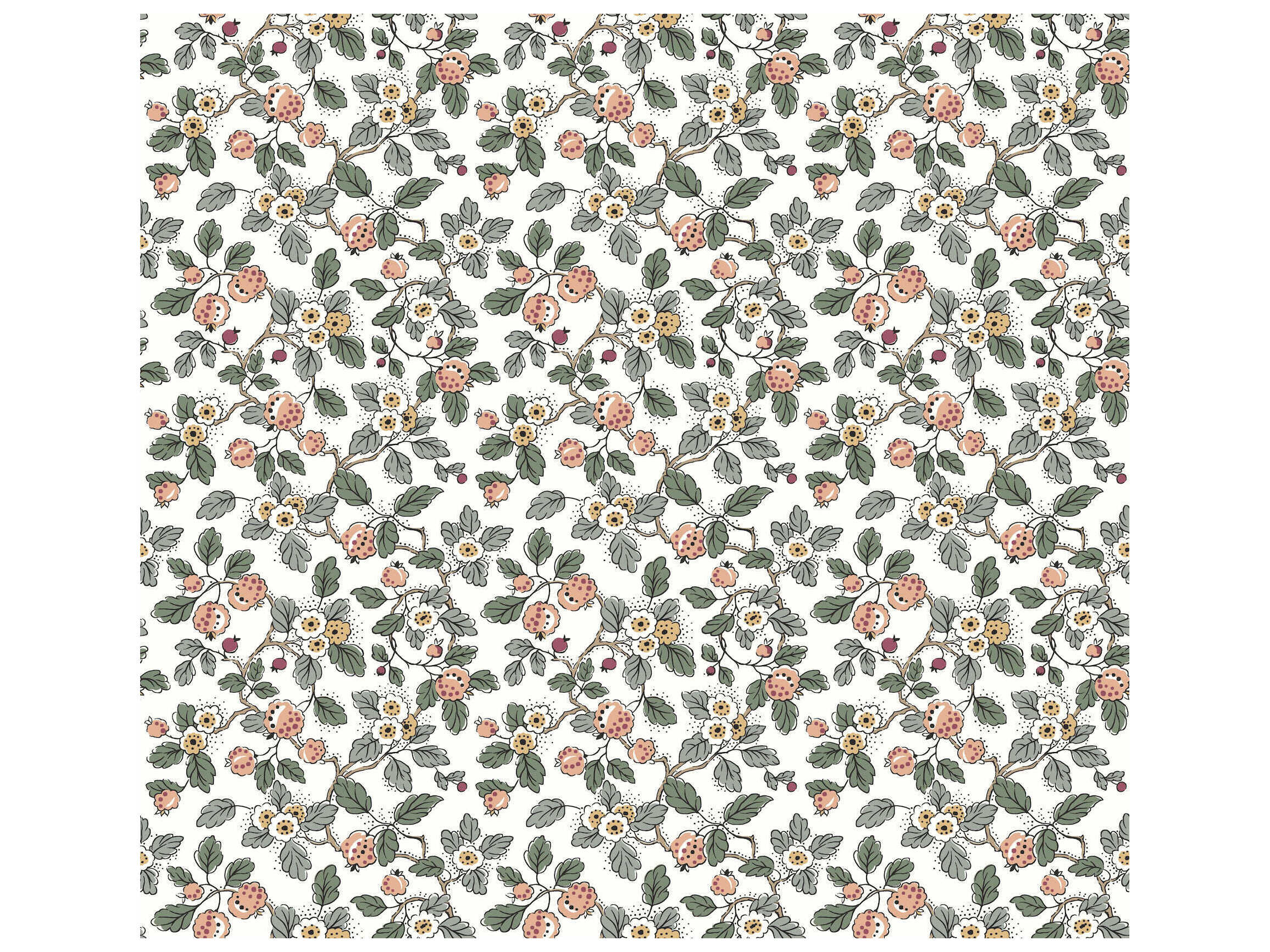 York Wallcoverings Antonina Vella Blush Berry Vines Wallpaper