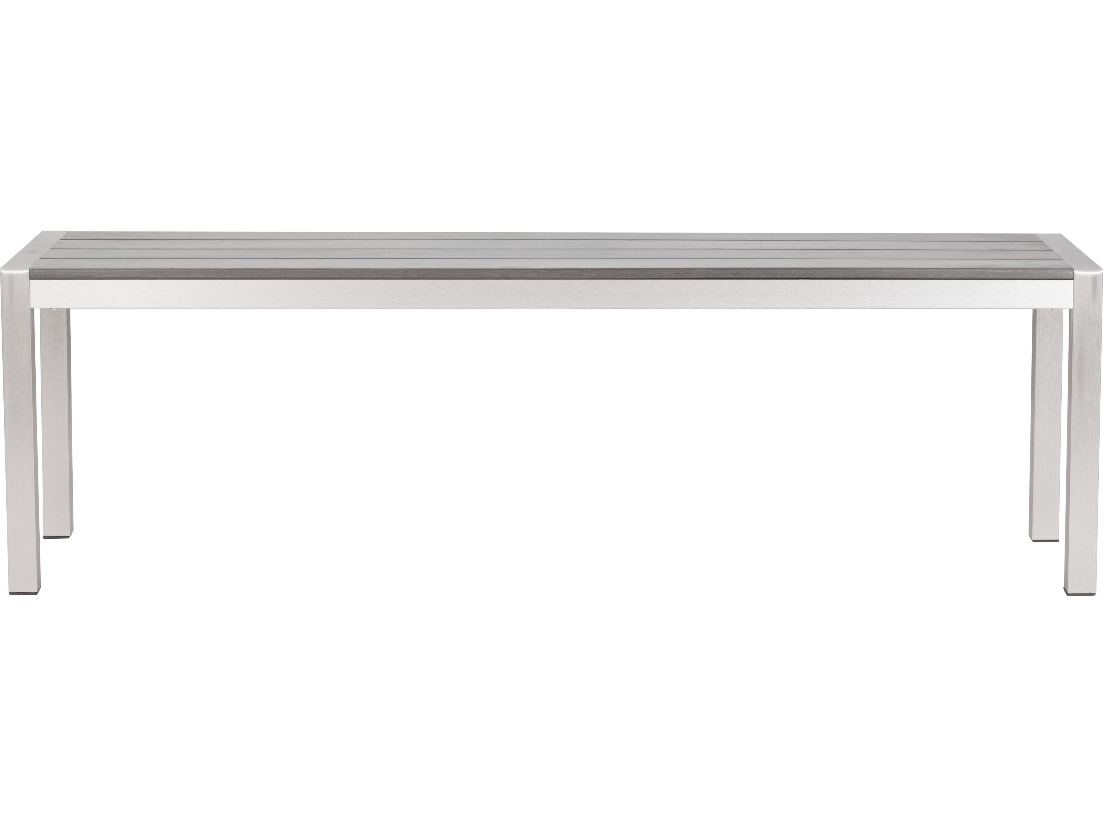Zuo Outdoor Metropolitan Gray Silver Aluminum Faux Wood Double Bench