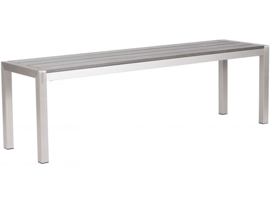 Zuo Outdoor Metropolitan Gray Silver Aluminum Faux Wood Double Bench