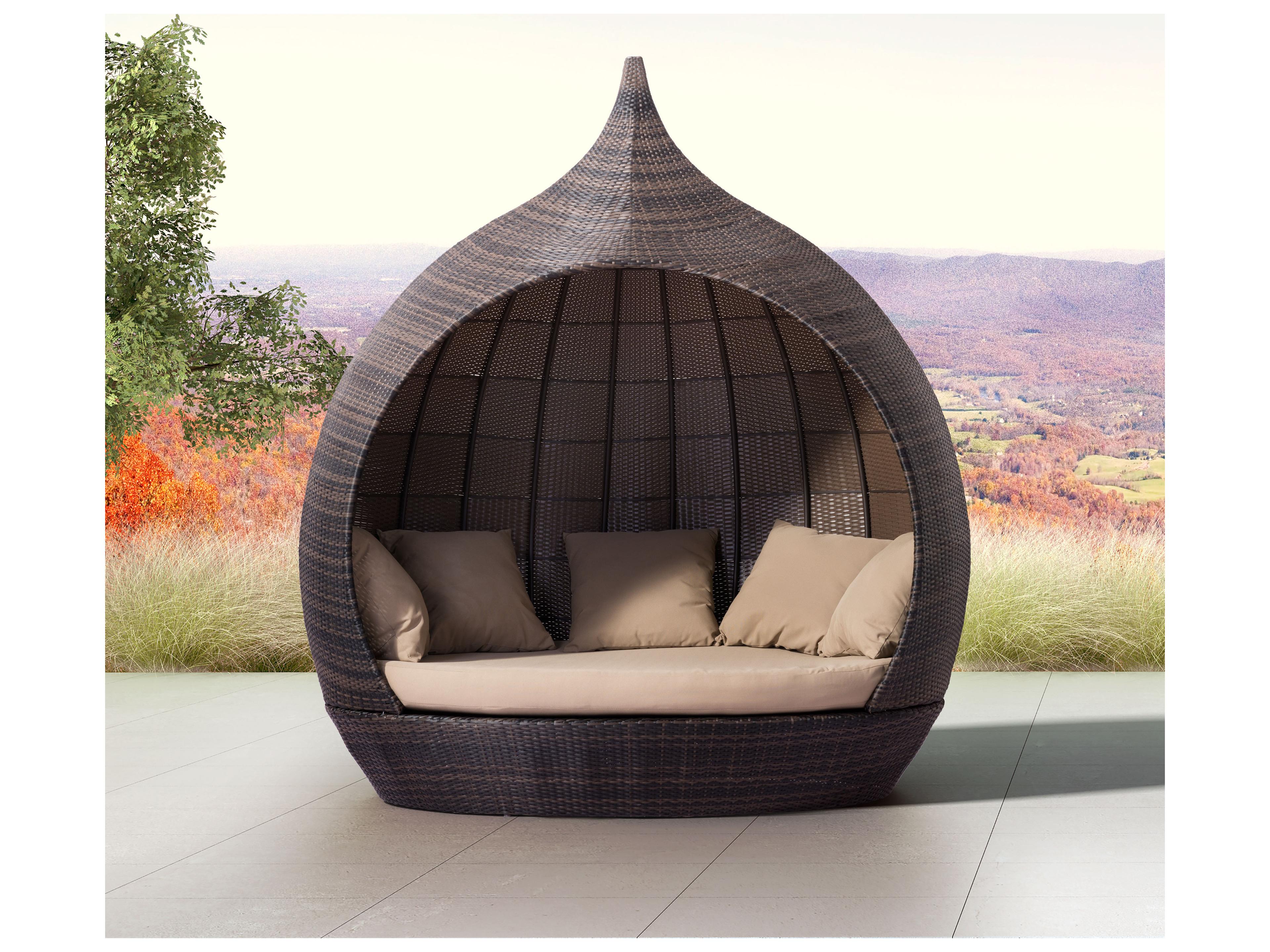 Zuo Outdoor Martinique Beach Aluminum Polyurethane Weave Day Bed in Brown & Beige