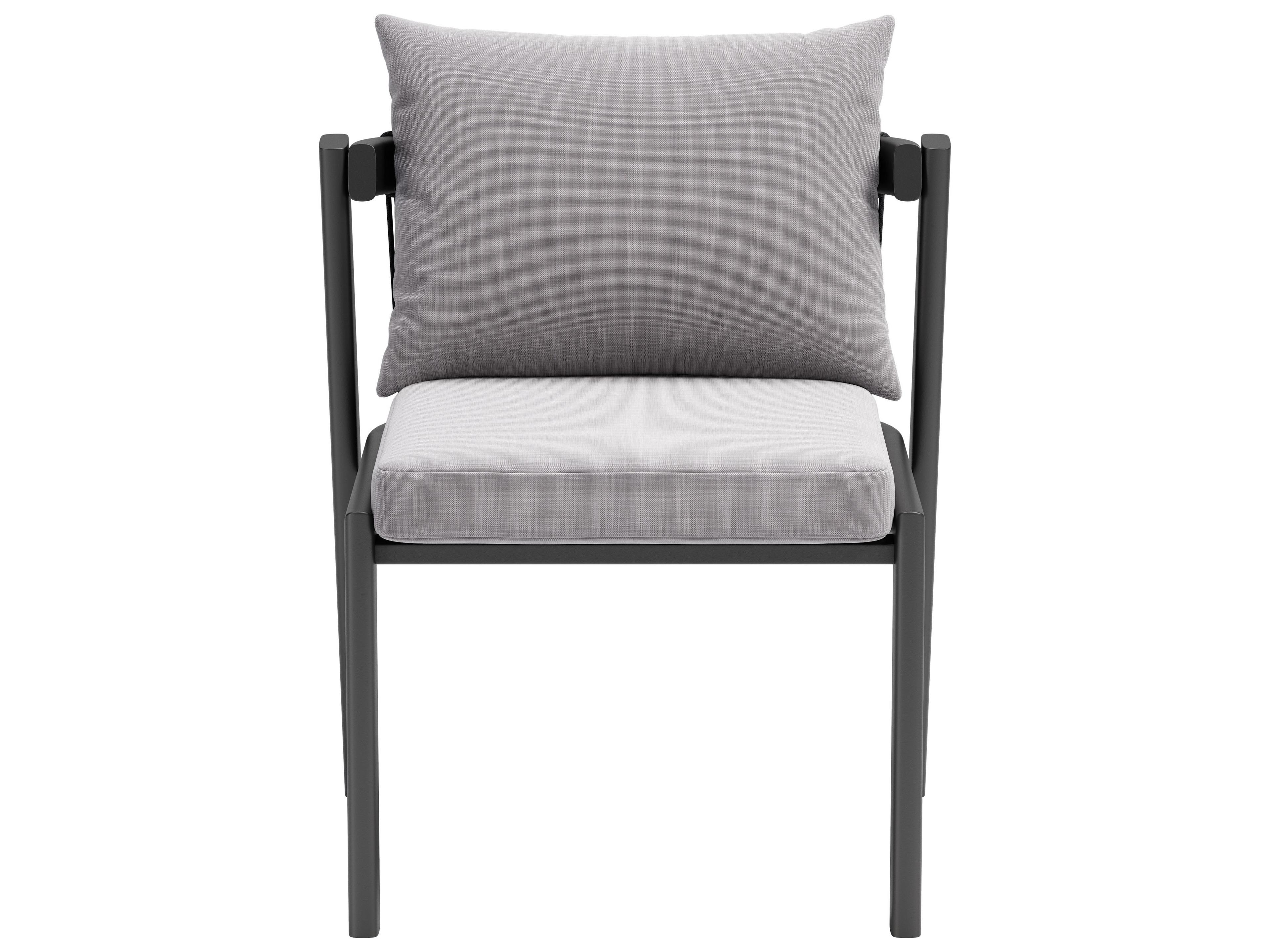 Zuo Outdoor Horizon Gray Aluminum Cushion Dining Chair, Set of 2