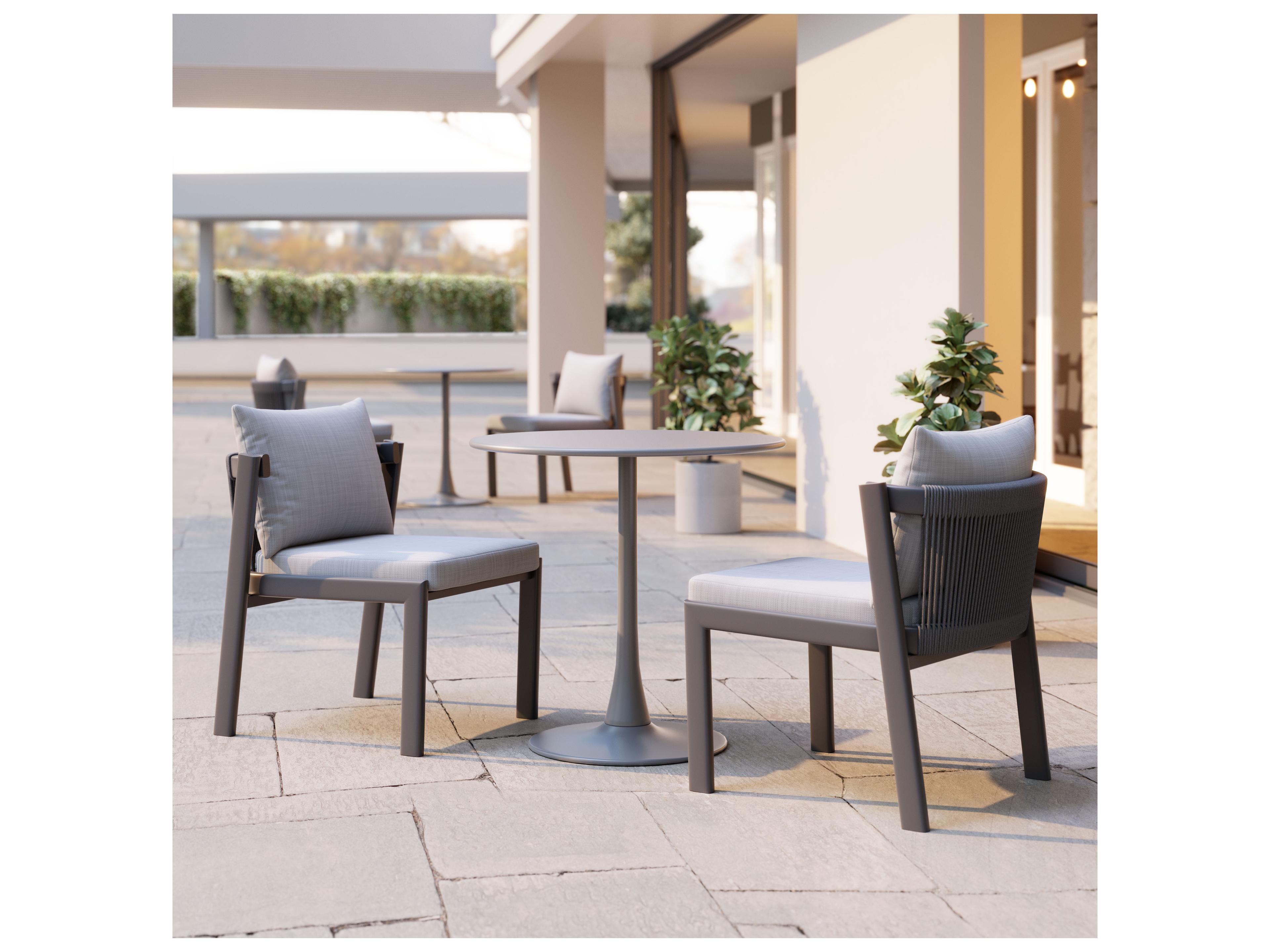 Zuo Outdoor Horizon Gray Aluminum Cushion Dining Chair, Set of 2