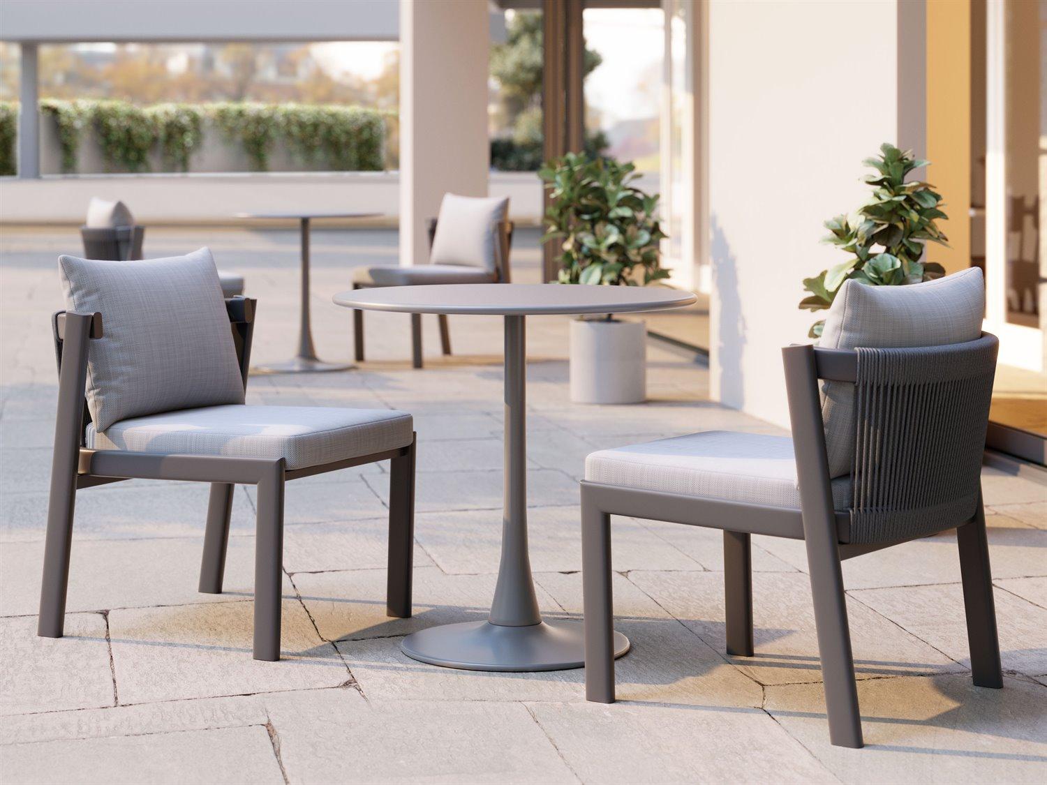 Zuo Outdoor Horizon Gray Aluminum Cushion Dining Chair, Set of 2