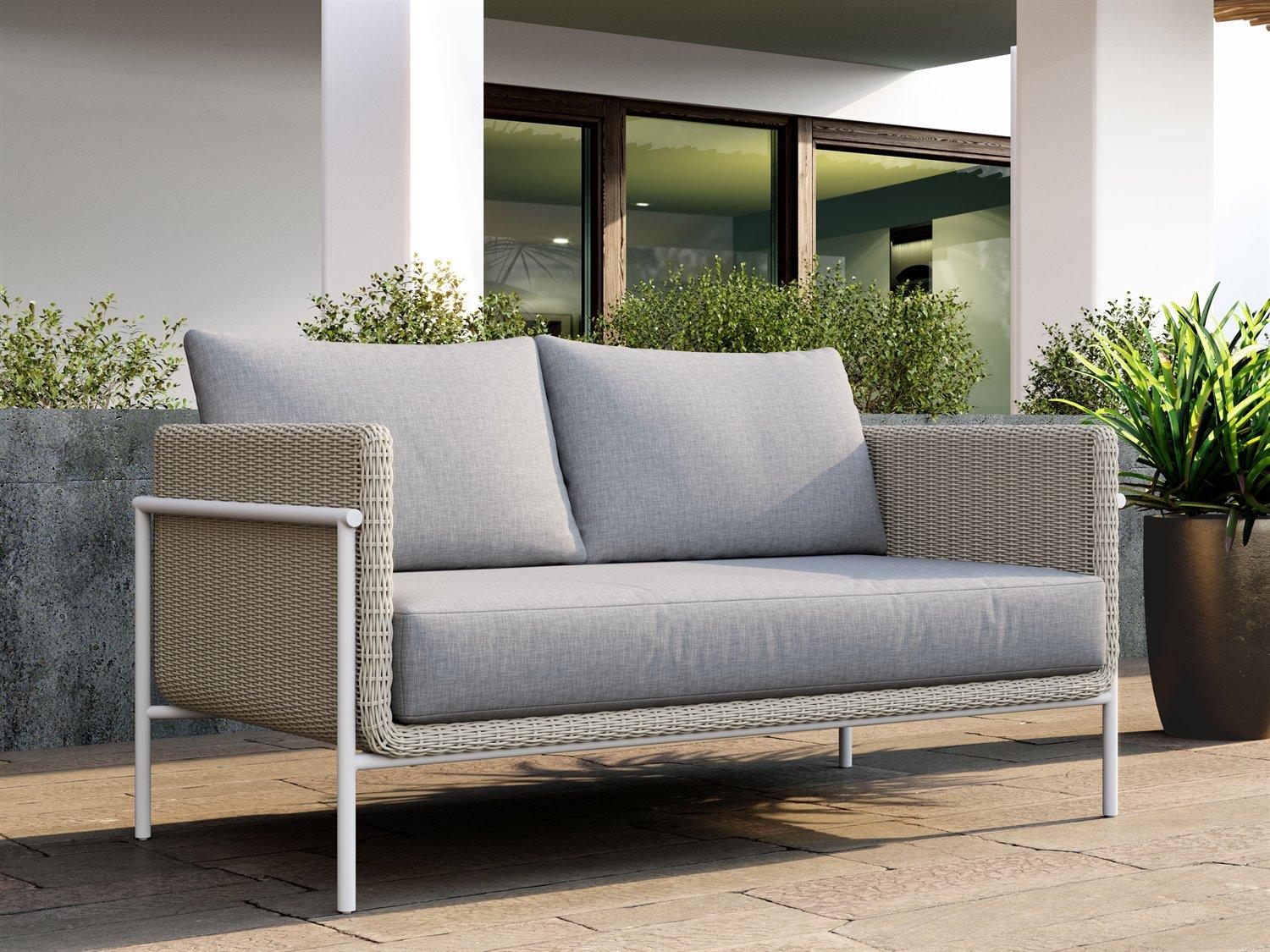 Zuo Outdoor Frais Gray Aluminum Cushion Loveseat