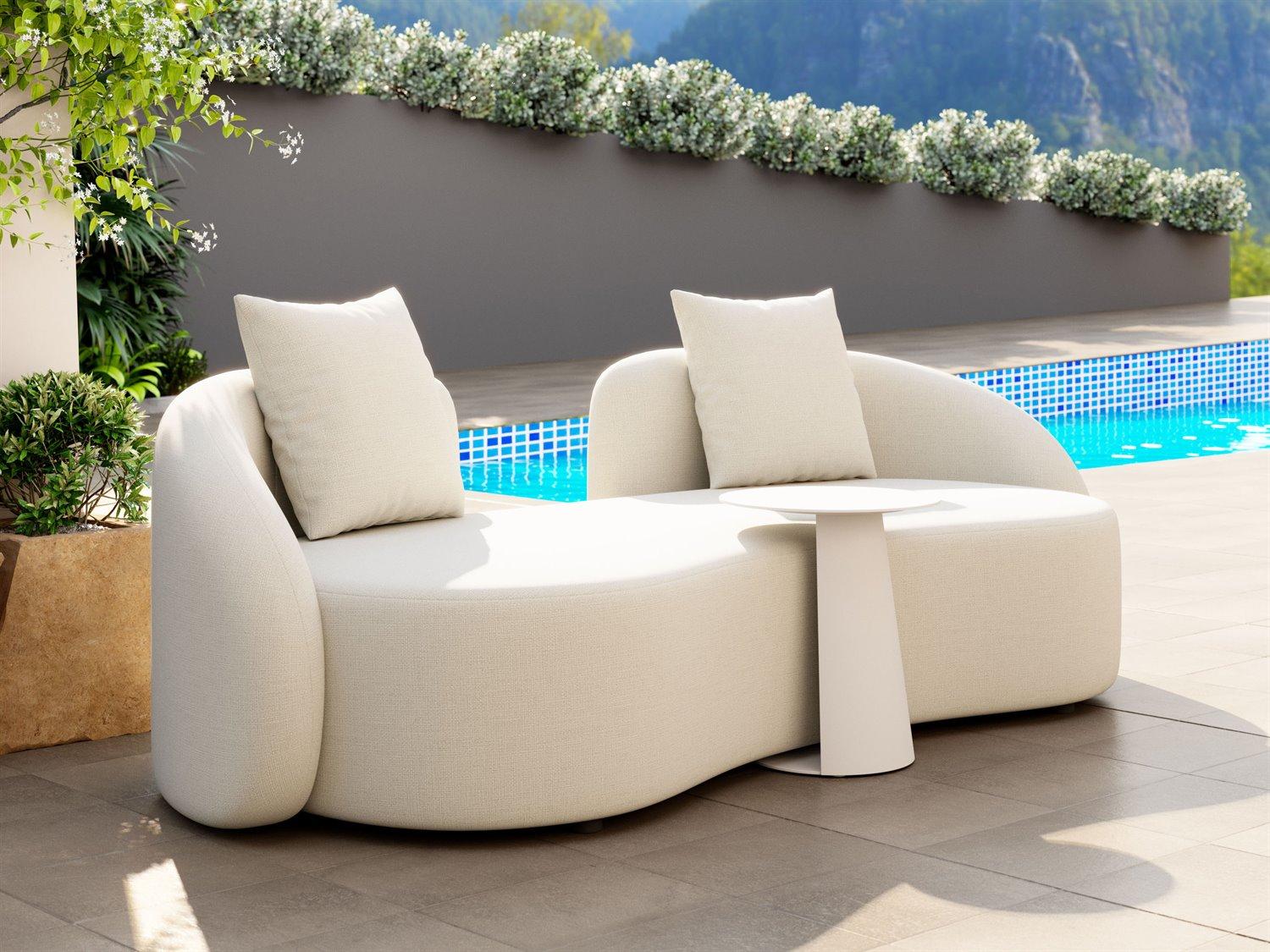 Zuo Outdoor Sunny Isles Beige Aluminum Cushion Loveseat
