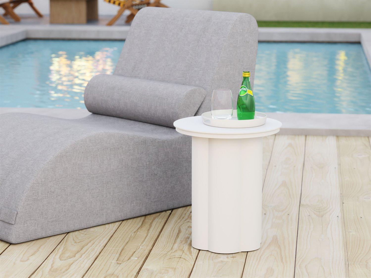 Zuo Outdoor Kogur White Aluminum Round End Table