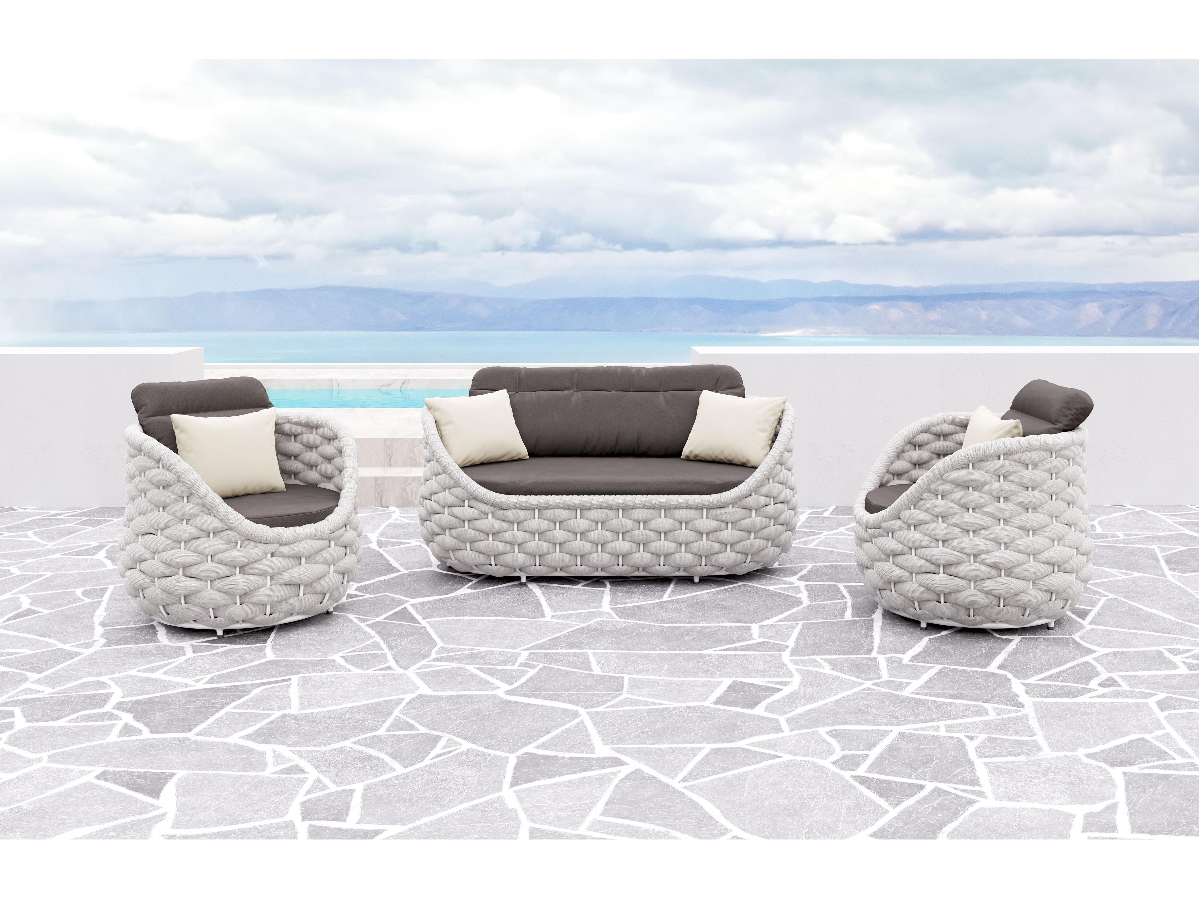 Zuo Outdoor Coral Reef Gray Aluminum Cushion Loveseat