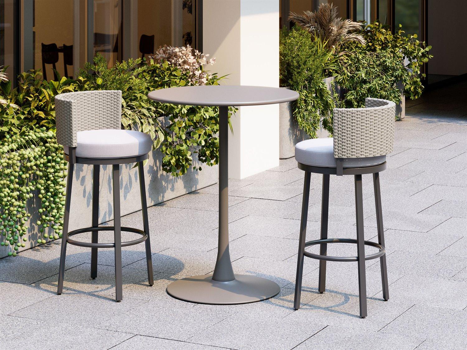 Zuo Outdoor Midnight Wave White Aluminum Cushion Bar Stool
