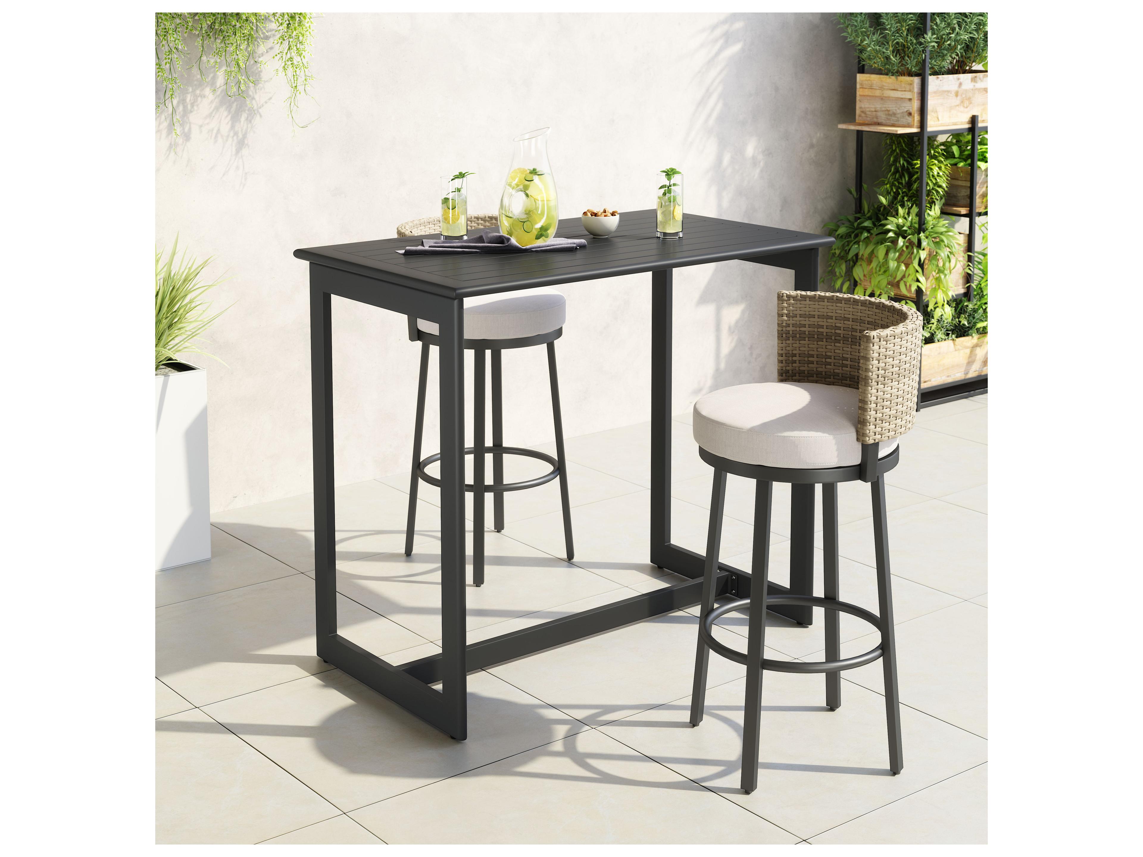 Zuo Outdoor Midnight Wave Black Aluminum Rectangular Bar Table