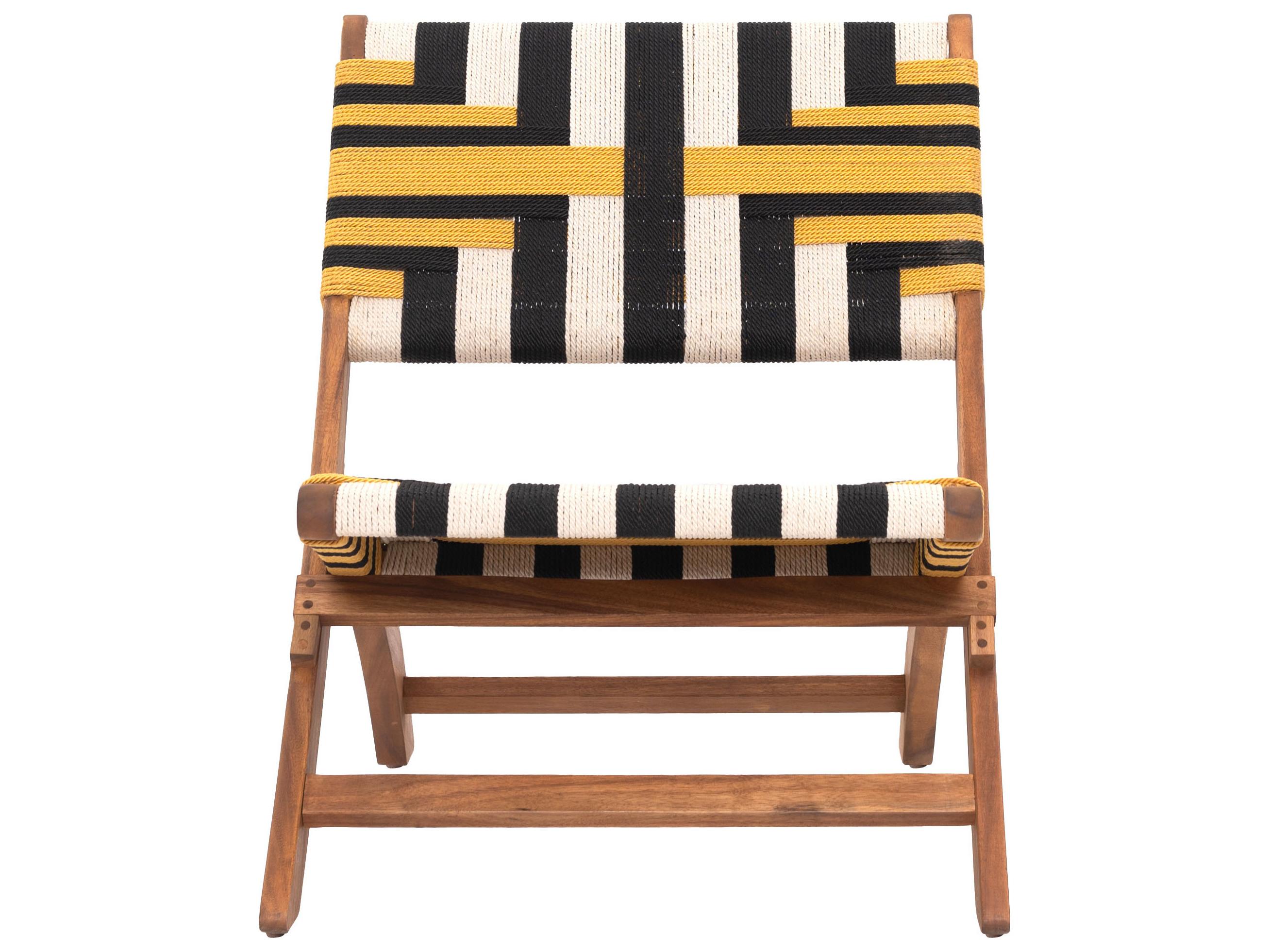 Zuo Outdoor Sunbeam Multicolor Wood Wicker Lounge Chair