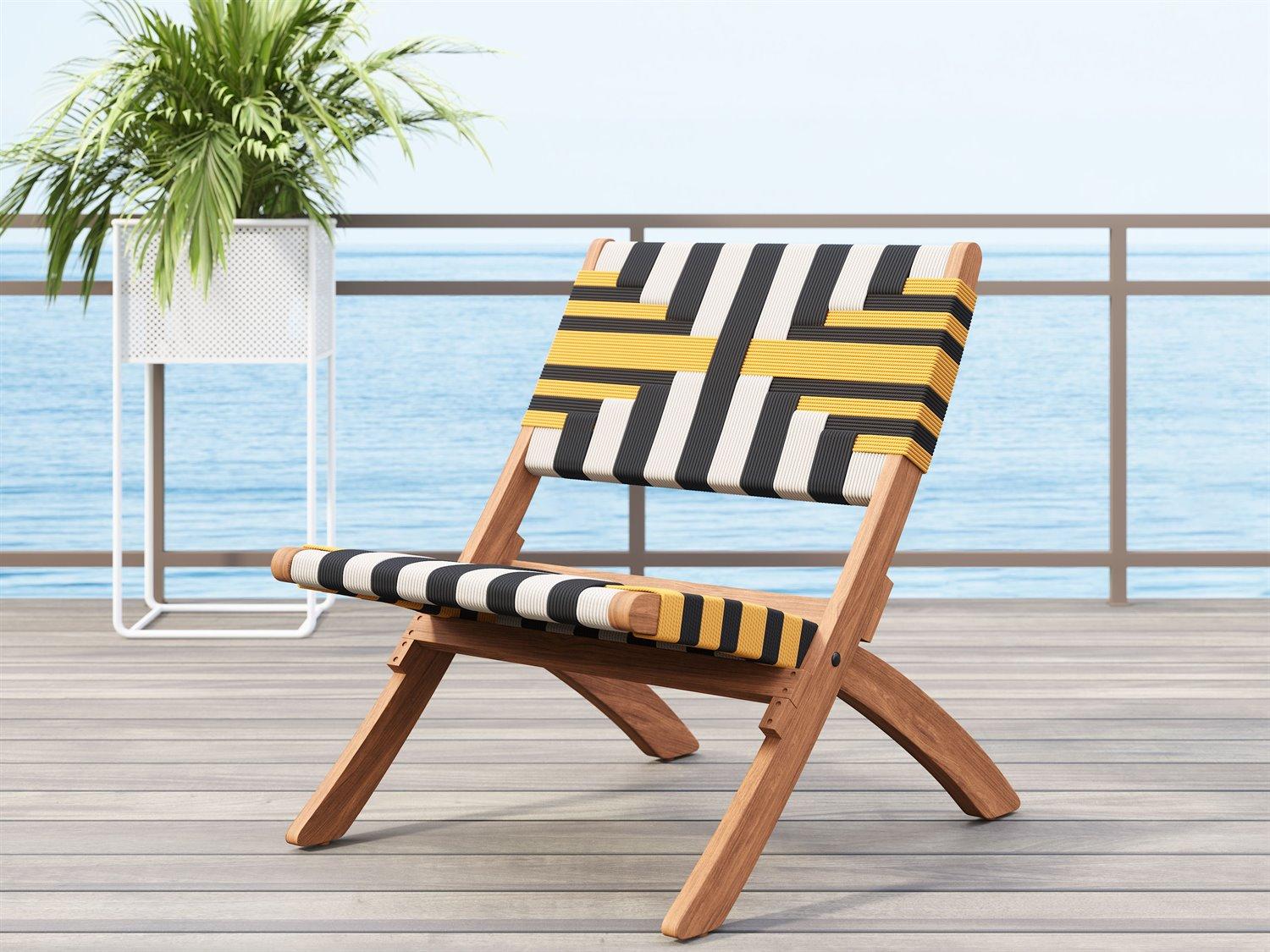 Zuo Outdoor Sunbeam Multicolor Wood Wicker Lounge Chair