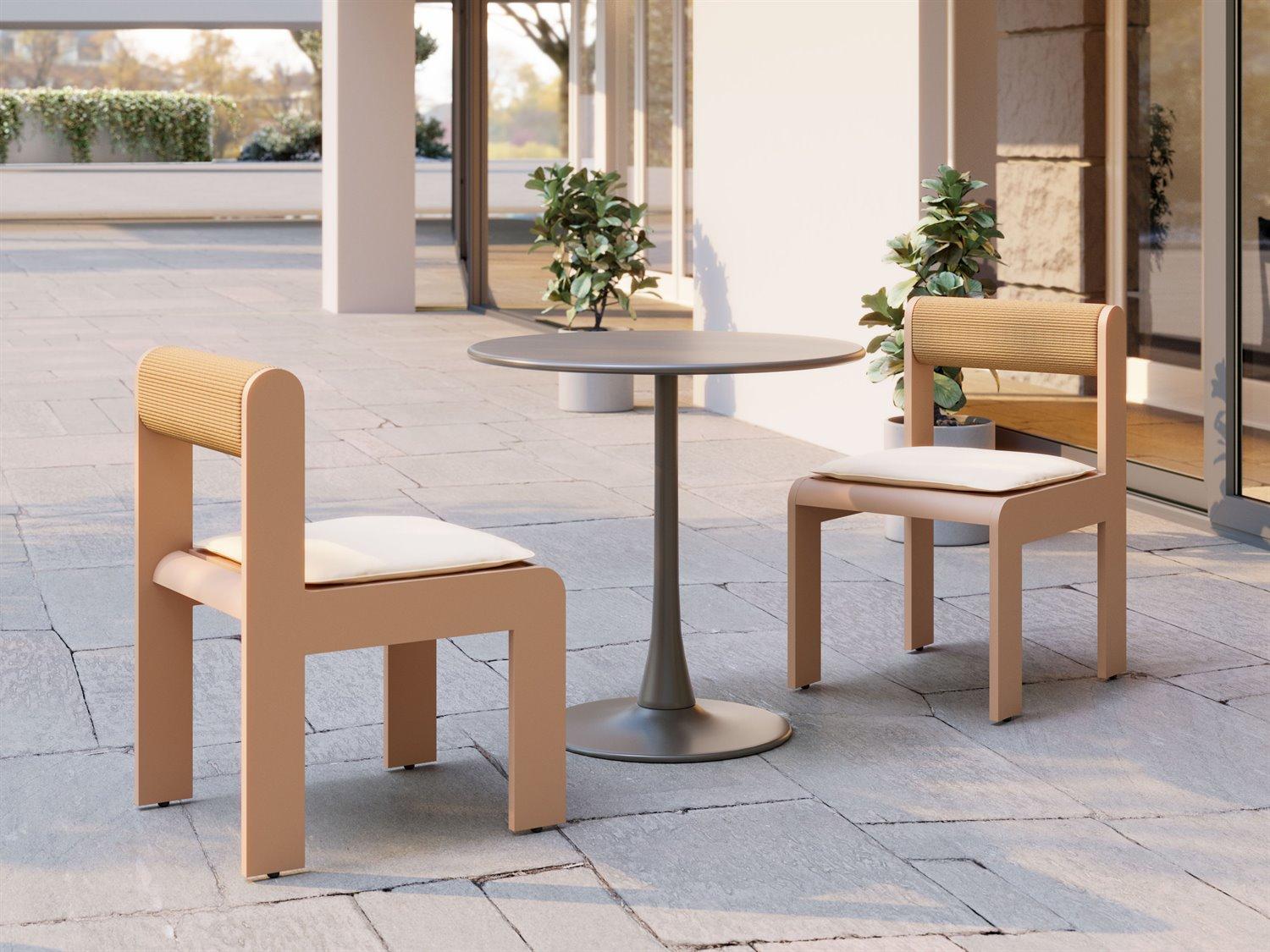 Zuo Outdoor Island White Aluminum Cushion Dining Chair, Set of 2