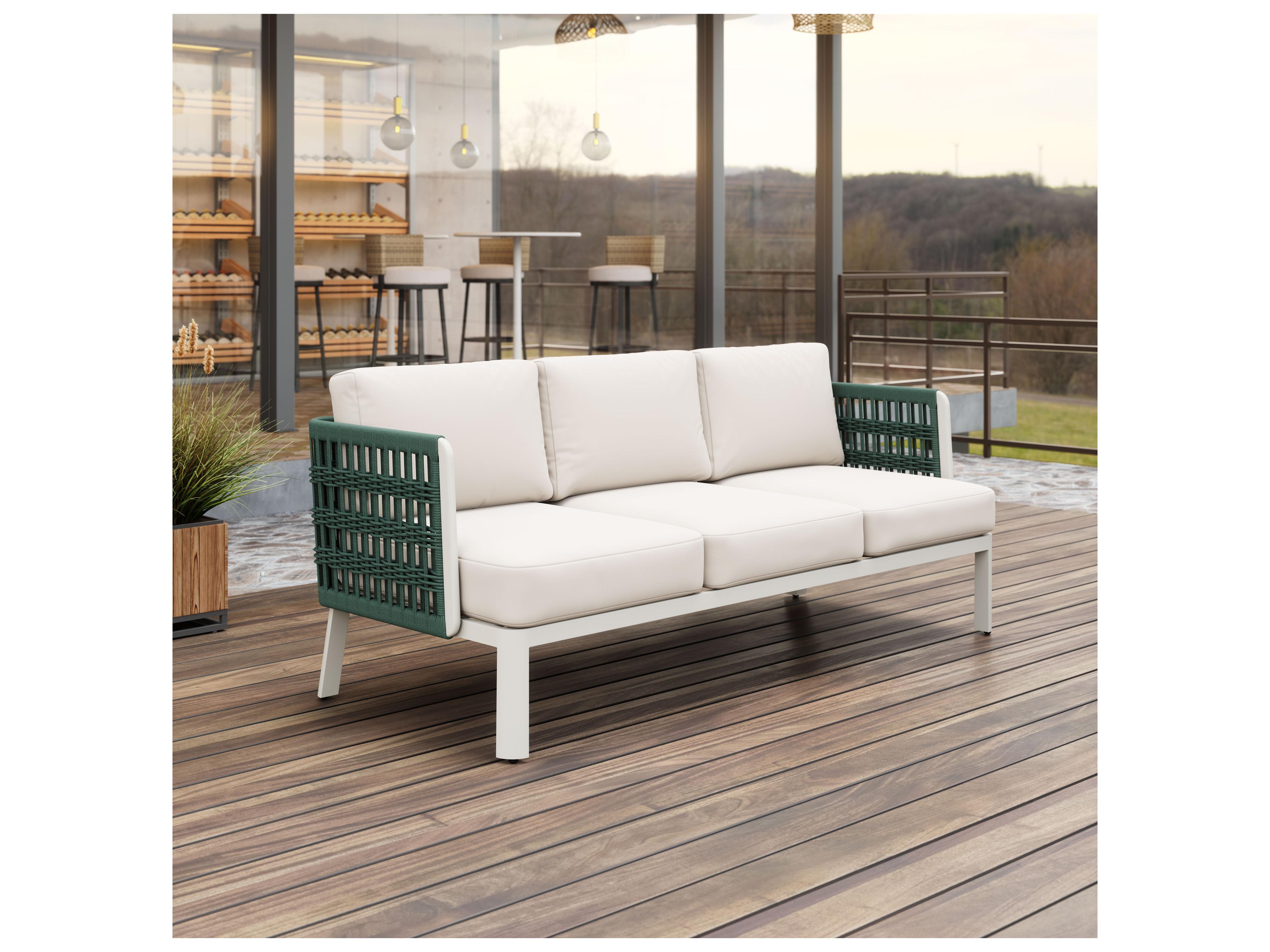 Zuo Outdoor Bridgehampton White Aluminum Cushion Sofa