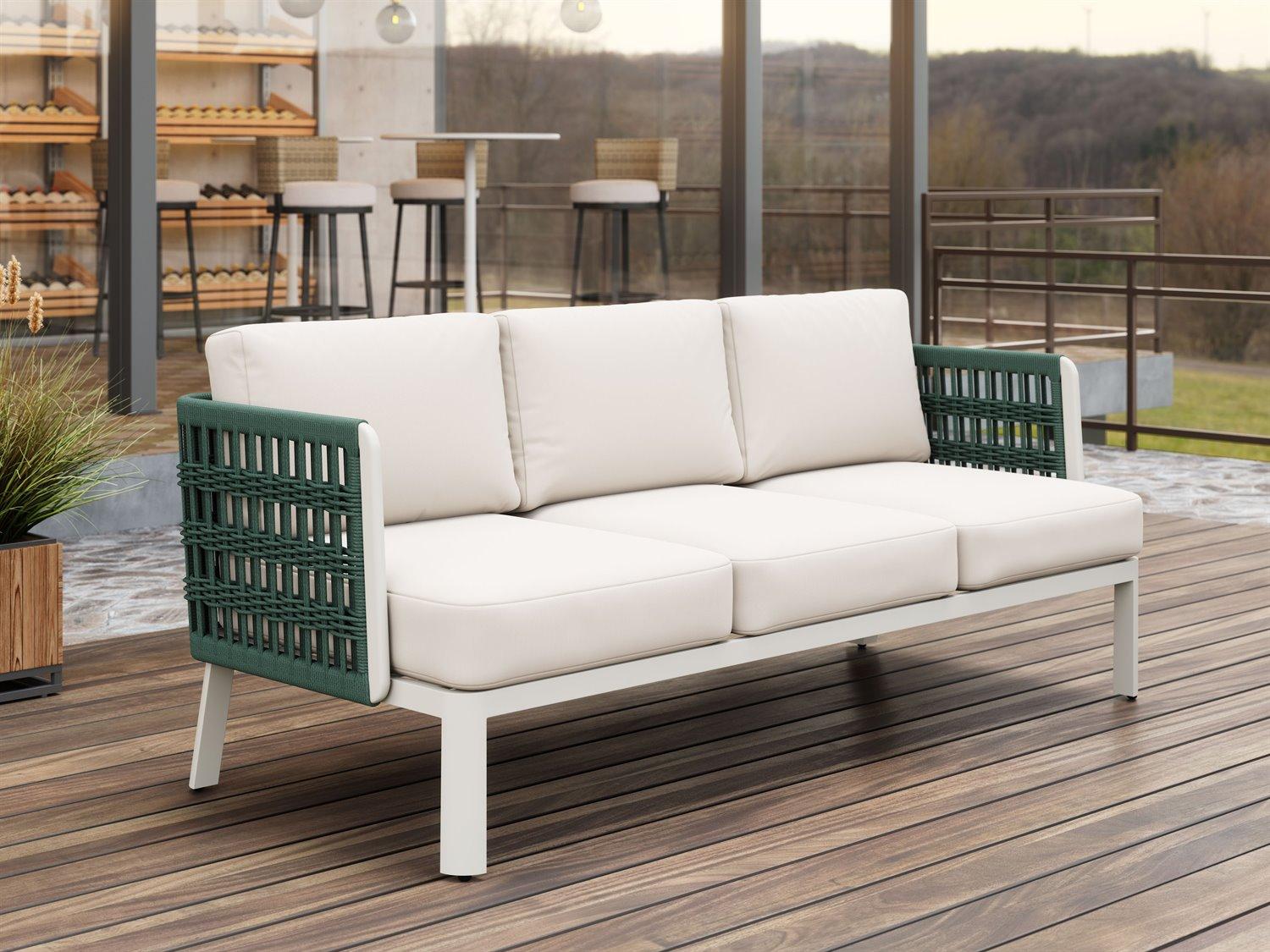 Zuo Outdoor Bridgehampton White Aluminum Cushion Sofa