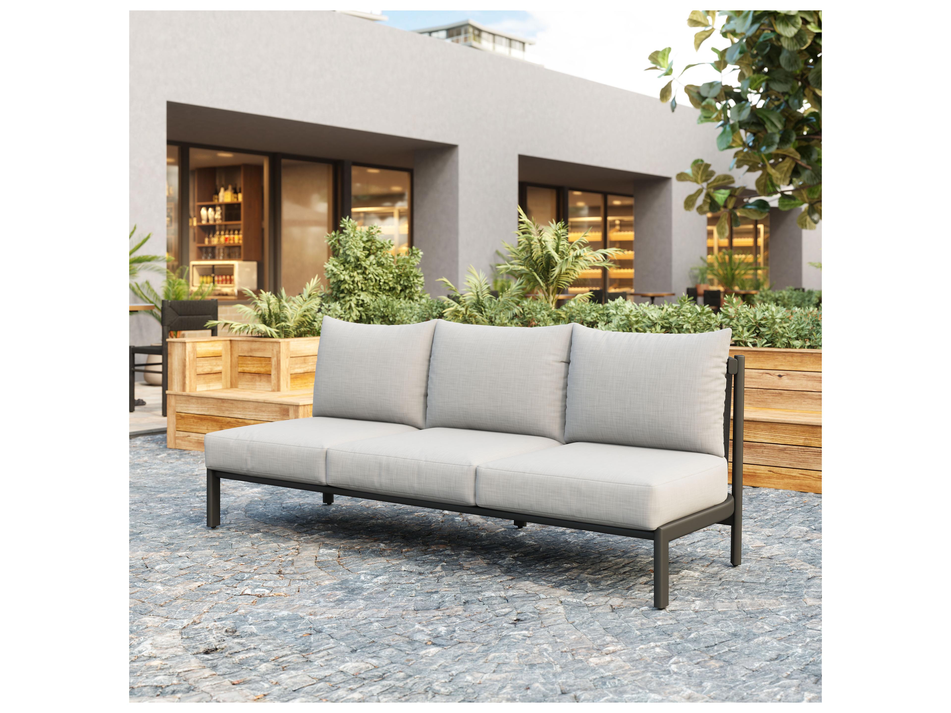 Zuo Outdoor Horizon Gray Aluminum Cushion Sofa