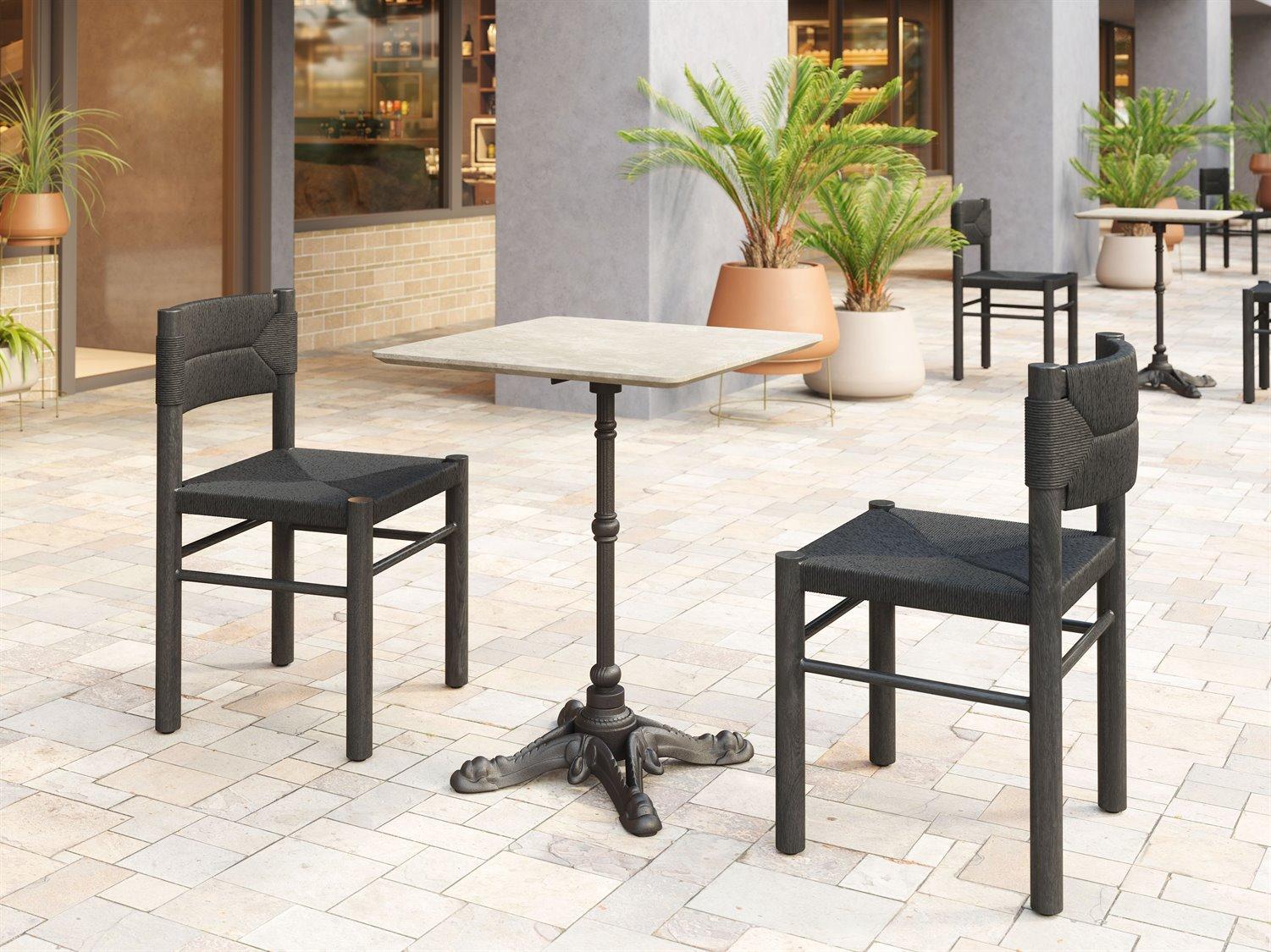 Zuo Outdoor Iska Black Faux Wood Wicker Dining Chair, Set of 2