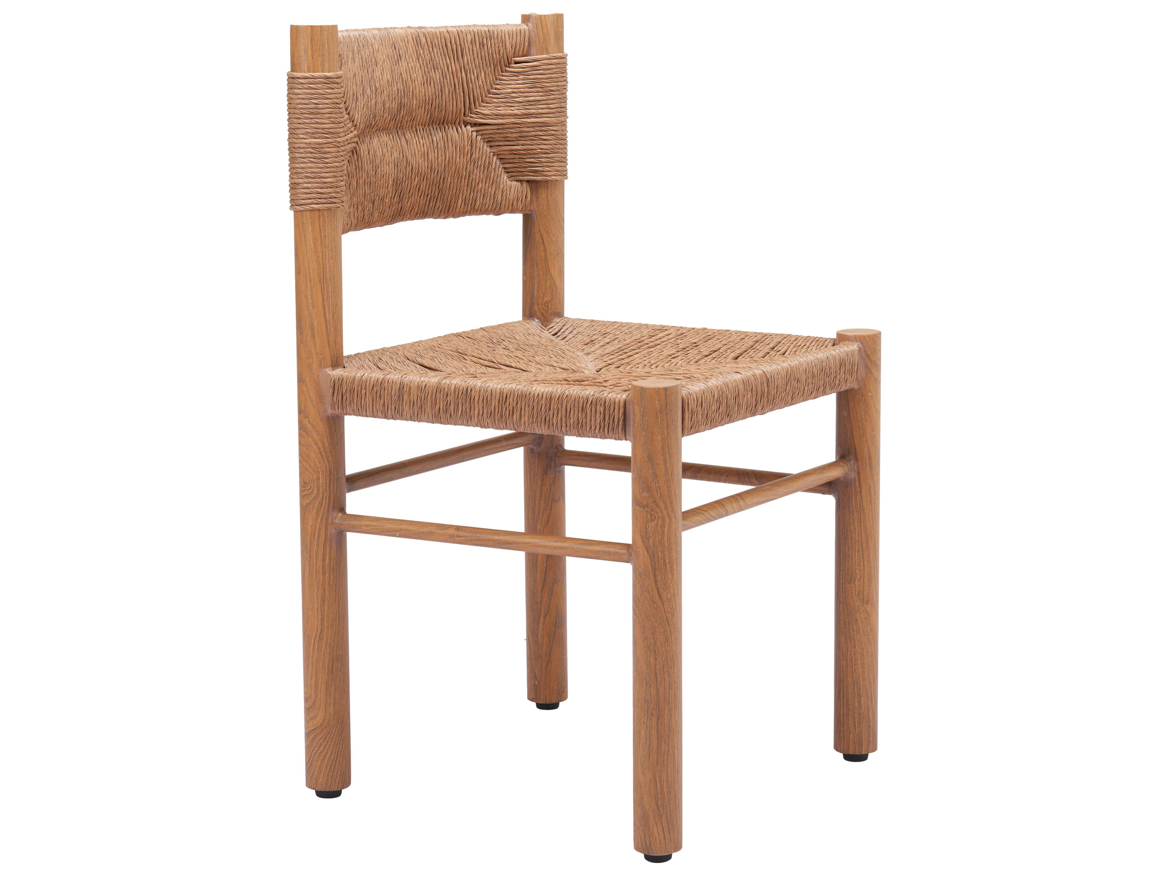 Zuo Outdoor Iska Natural Faux Wood Wicker Dining Chair, Set of 2