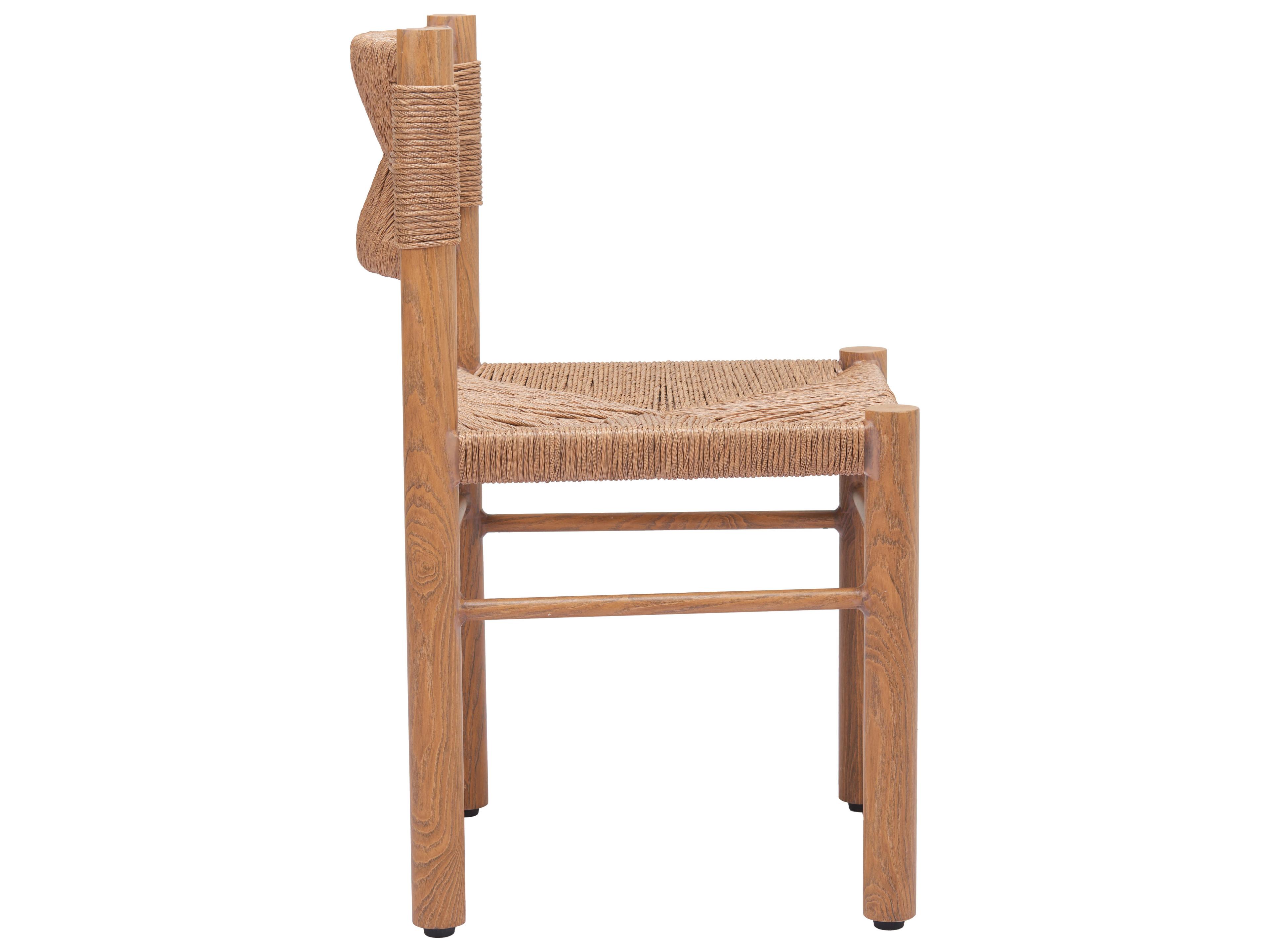 Zuo Outdoor Iska Natural Faux Wood Wicker Dining Chair, Set of 2