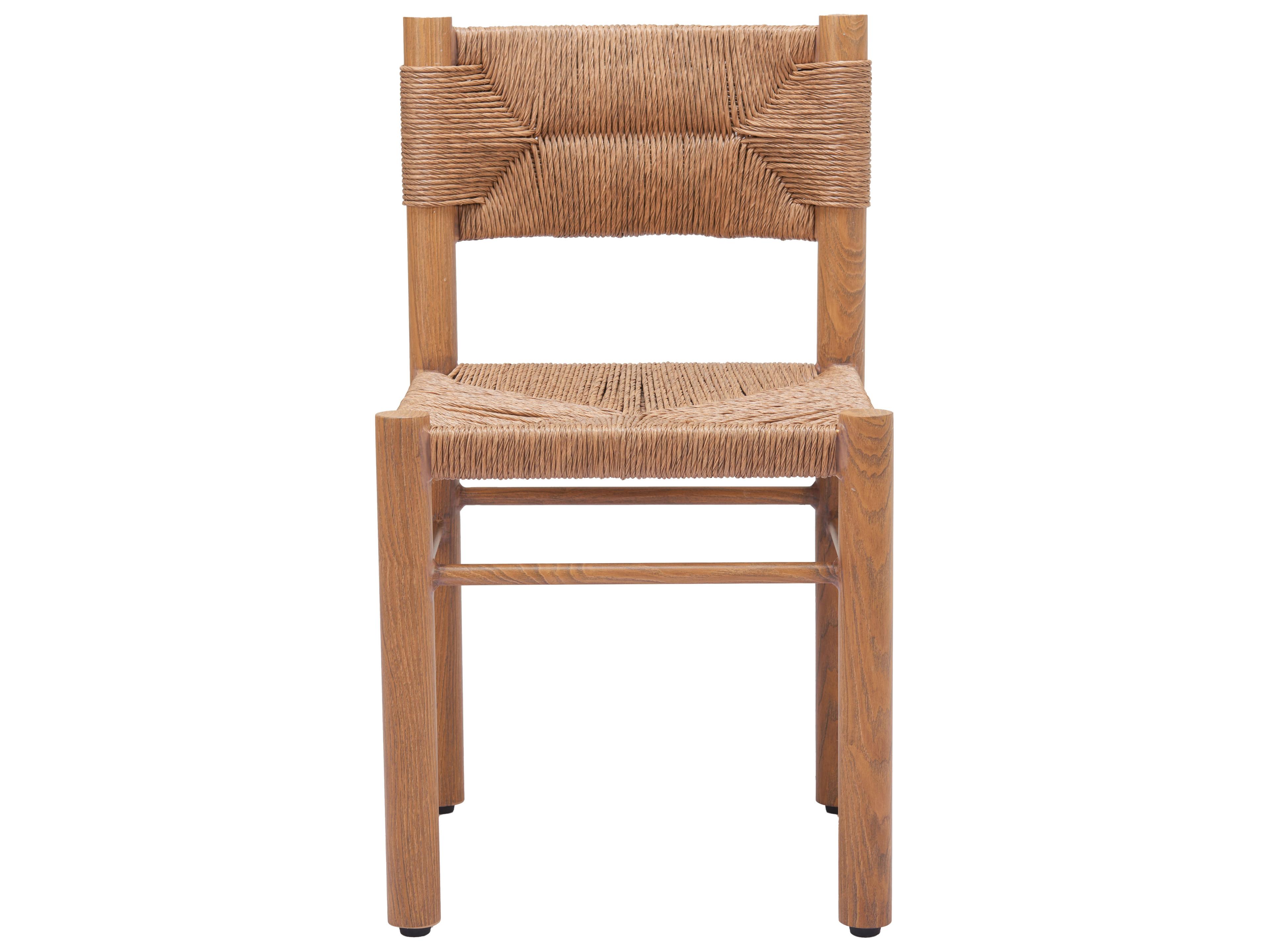 Zuo Outdoor Iska Natural Faux Wood Wicker Dining Chair, Set of 2
