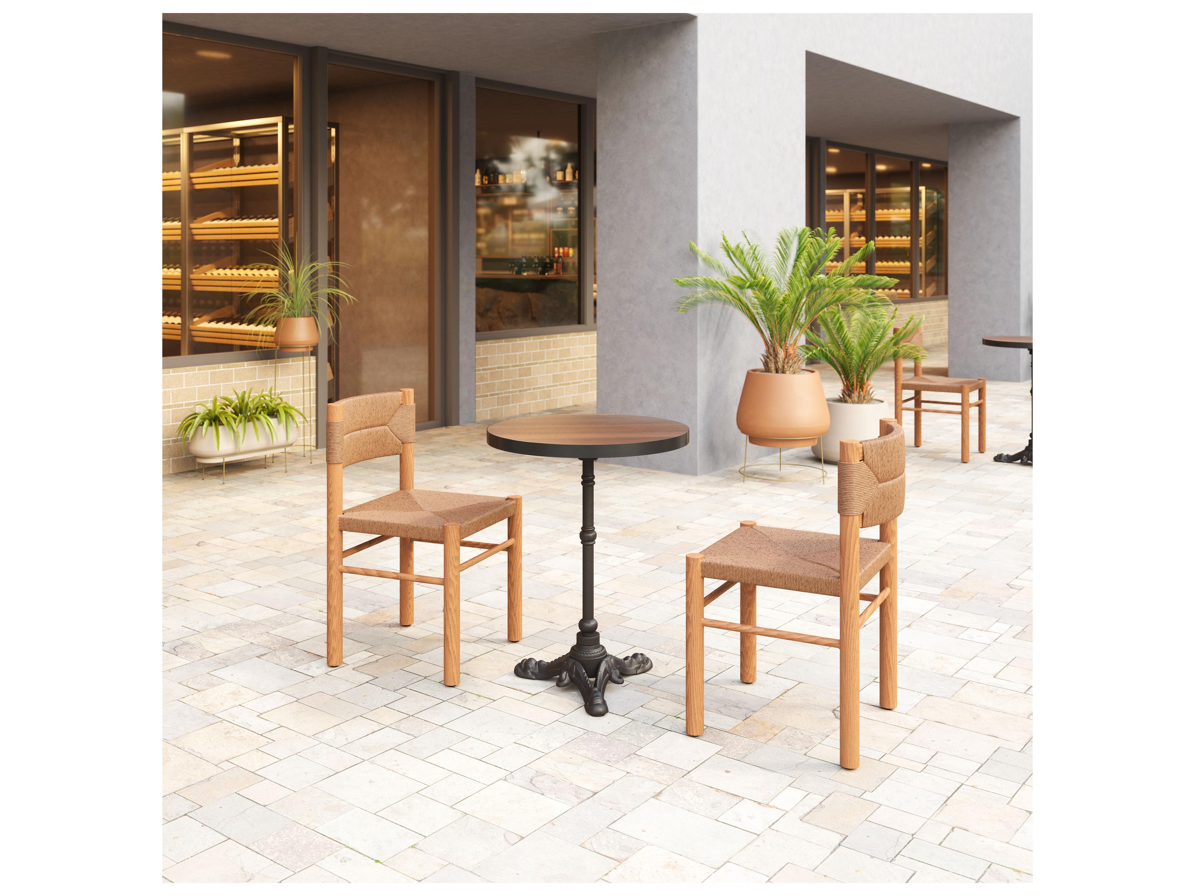 Zuo Outdoor Iska Natural Faux Wood Wicker Dining Chair, Set of 2
