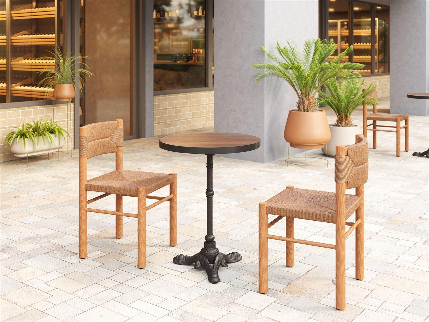 Zuo Outdoor Iska Natural Faux Wood Wicker Dining Chair, Set of 2
