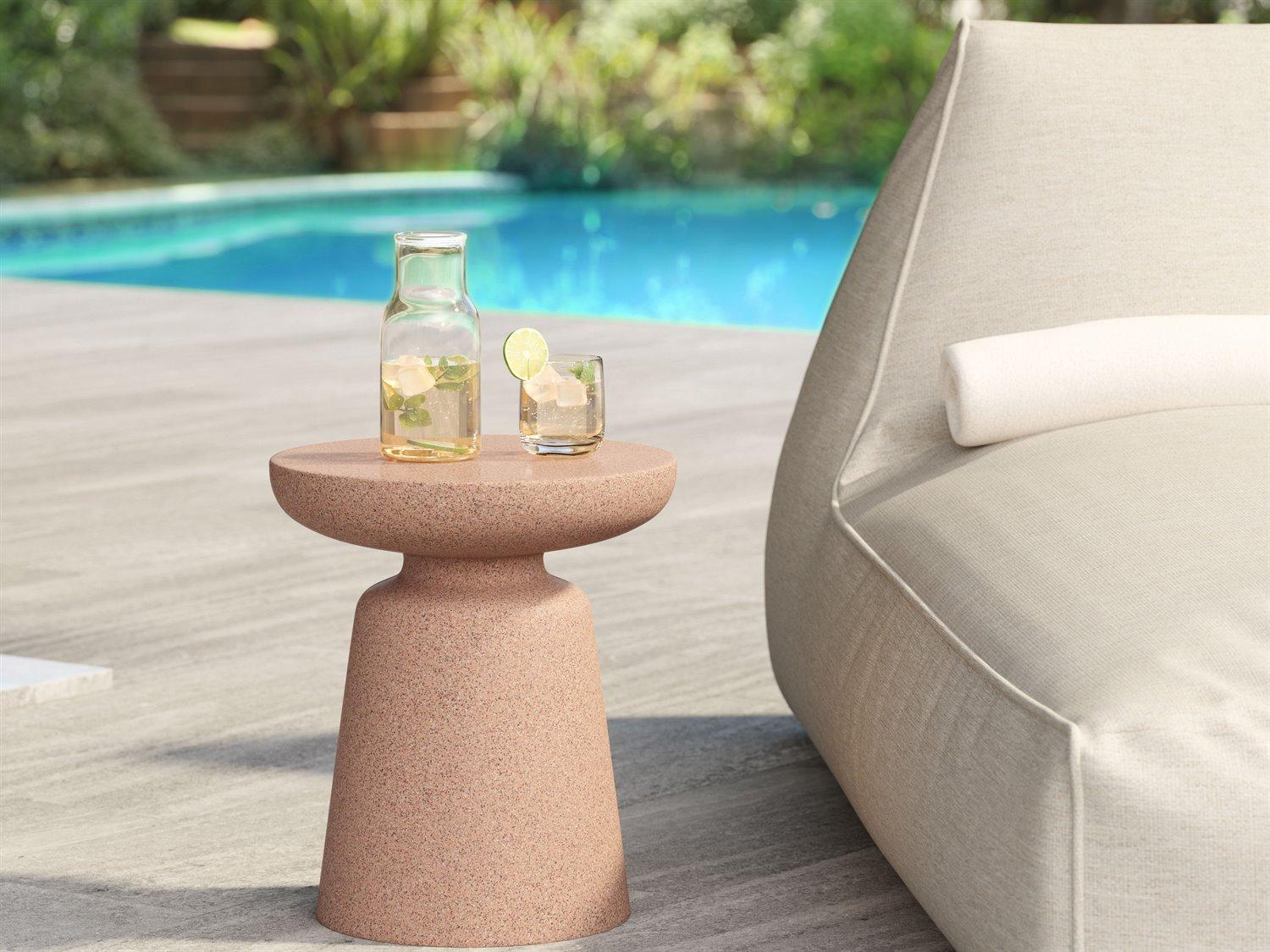 Zuo Outdoor Tensen Brown Polypropylene Round End Table