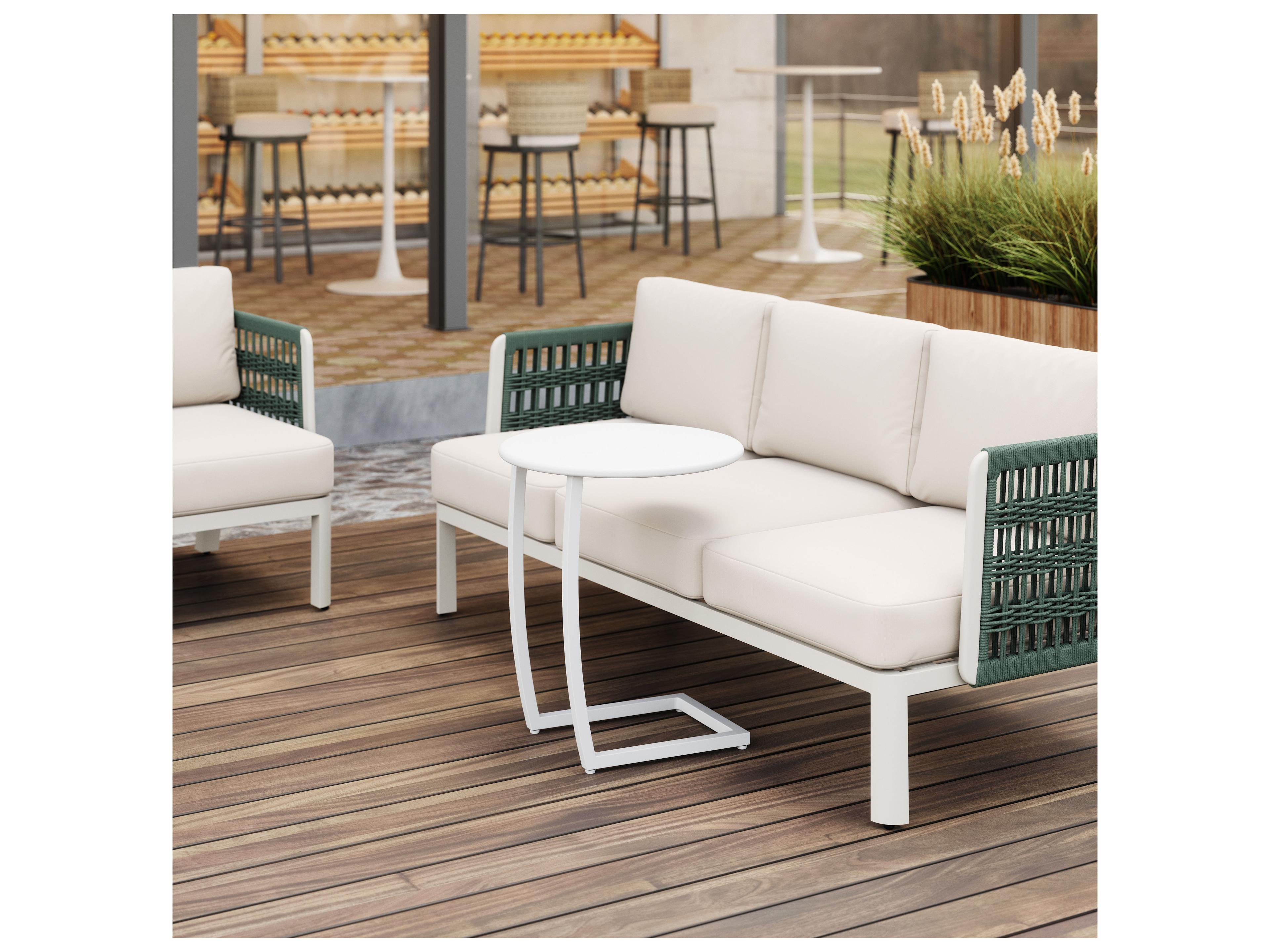 Zuo Outdoor Noga White Aluminum Round End Table