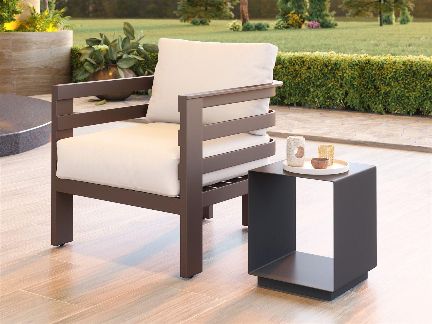 Zuo Outdoor Kokos Charcoal Aluminum Square End Table