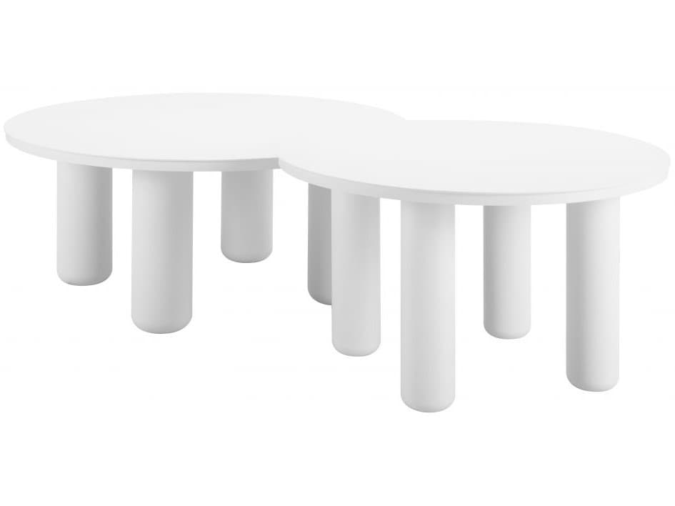 Zuo Outdoor Ola White Aluminum Round Coffee Table, Set of 2