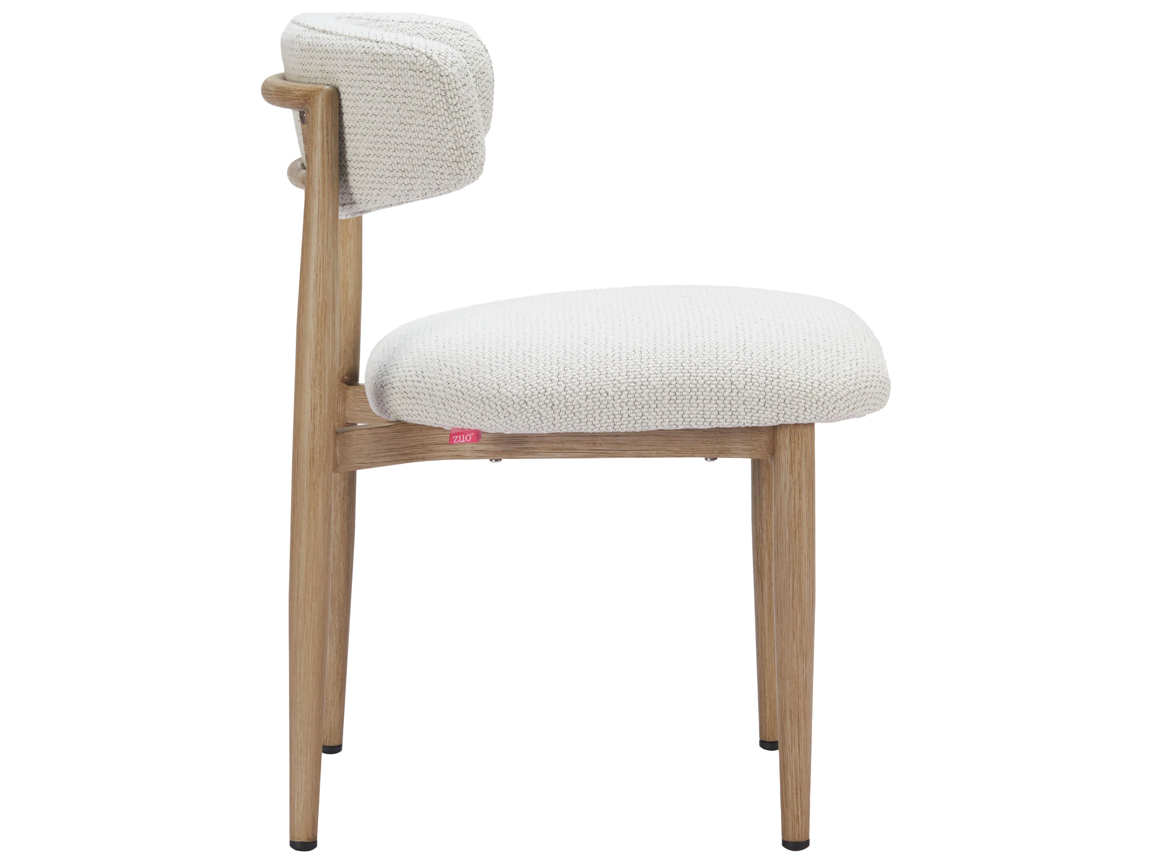 Zuo Outdoor Bege White Faux Wood Cushion Dining Chair