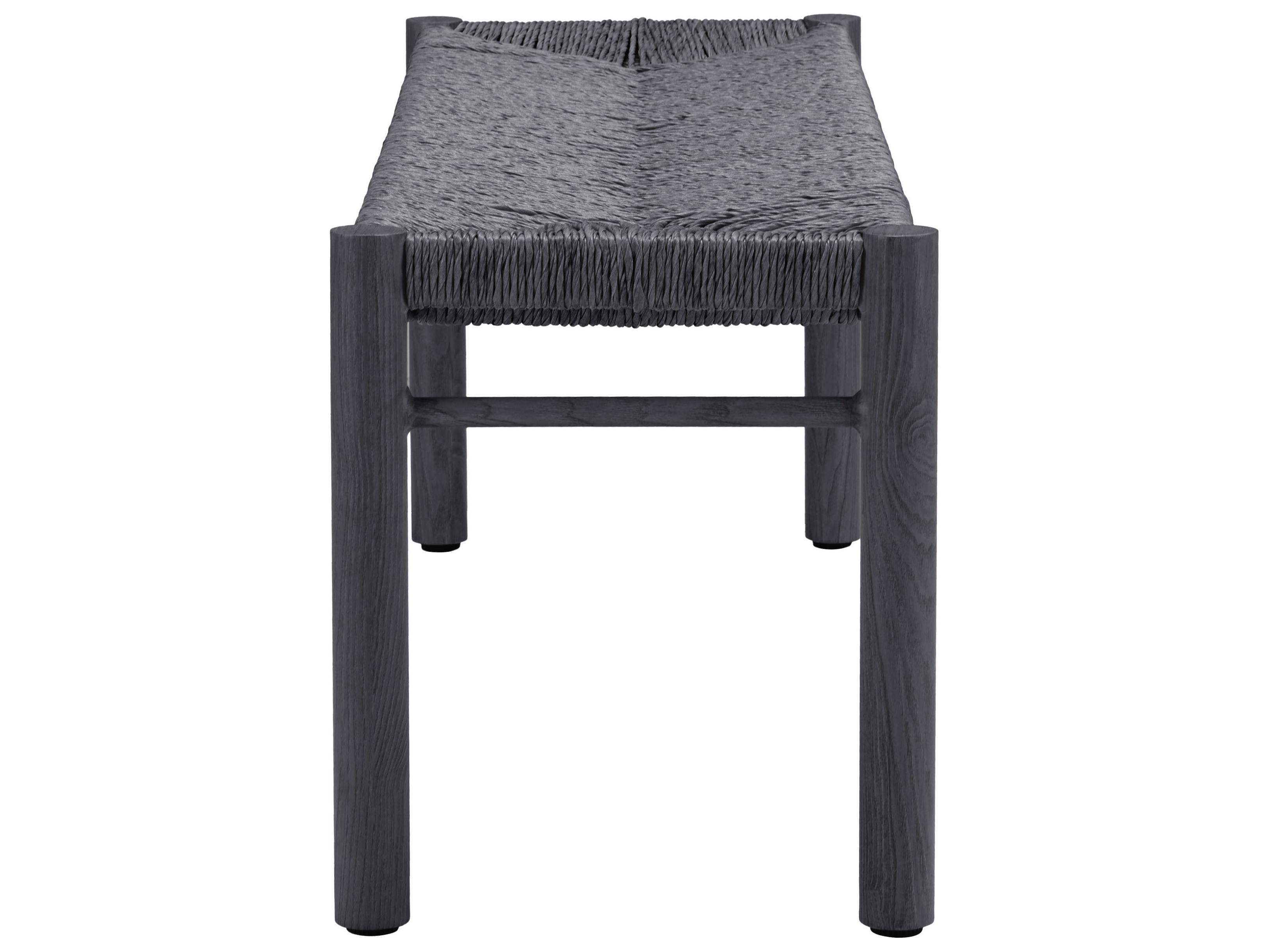 Zuo Outdoor Iska Black Faux Wood Wicker Bench