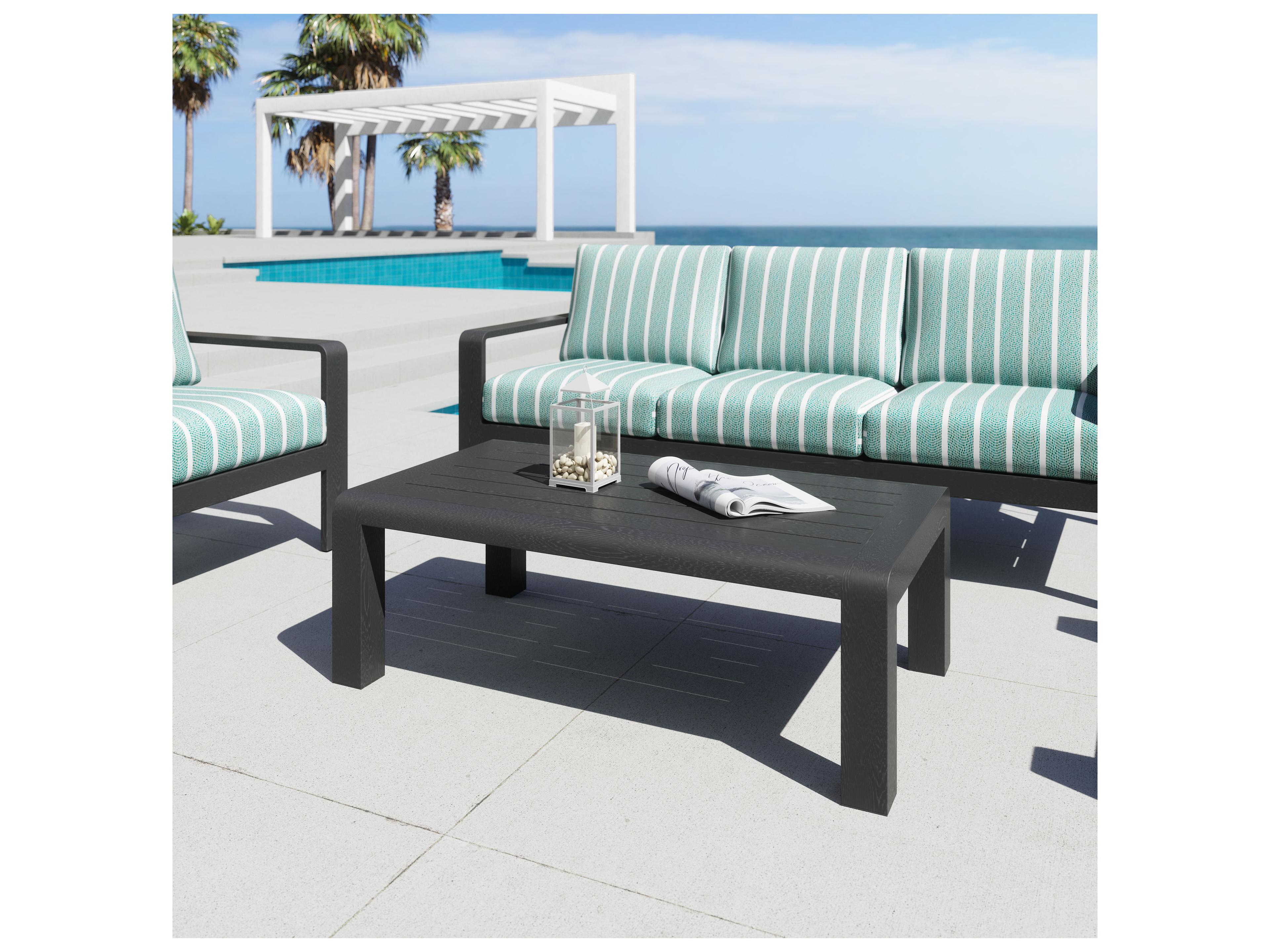 Zuo Outdoor Rolig Black Aluminum Rectangular Coffee Table