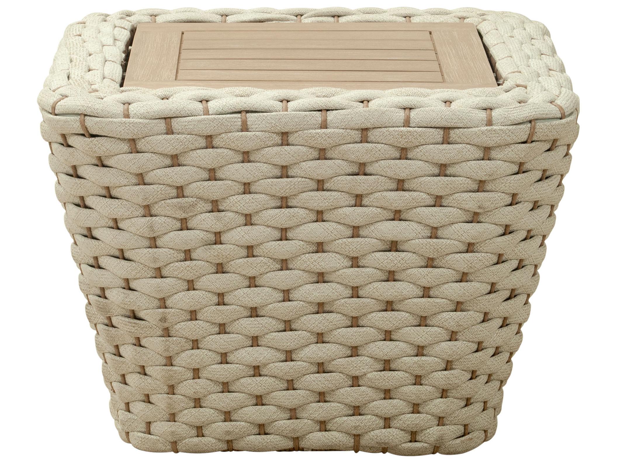 Zuo Outdoor Antul White Natural Wood Square Coffee Table