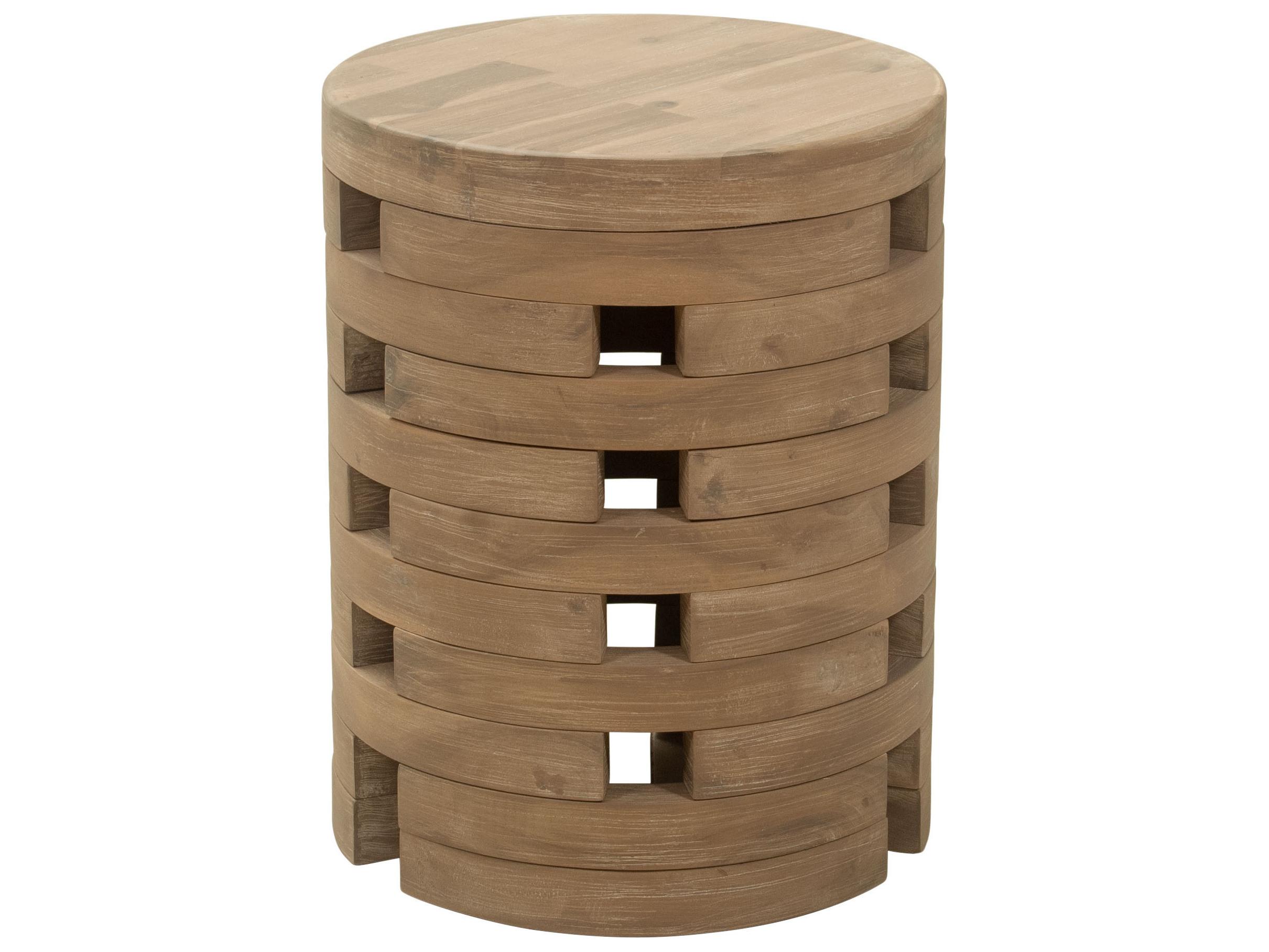 Zuo Outdoor Mado Natural Brown Wood Round End Table
