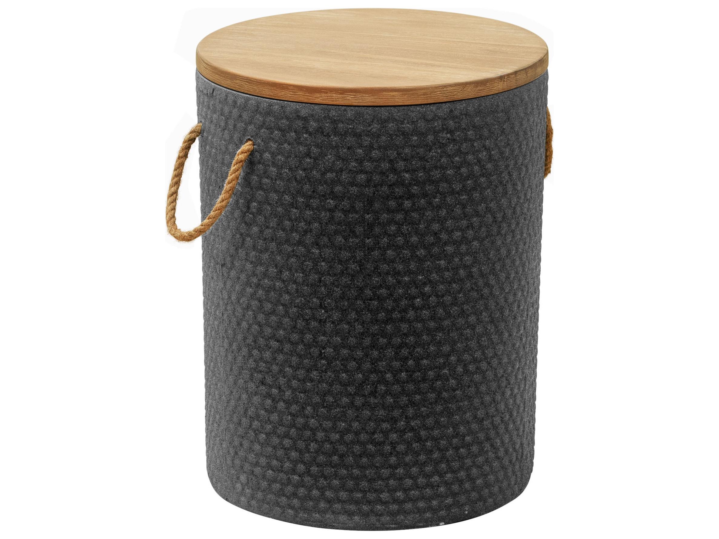 Zuo Outdoor Beban Natural Black Wood Round End Table